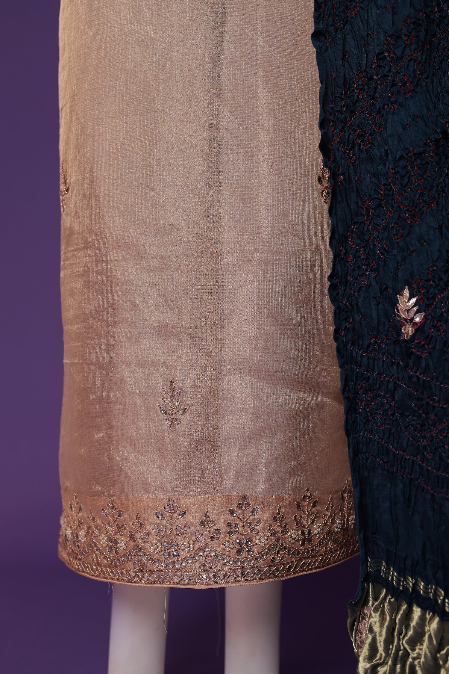 Tissue Unstitched Suit with Gota Patti and Pearl work