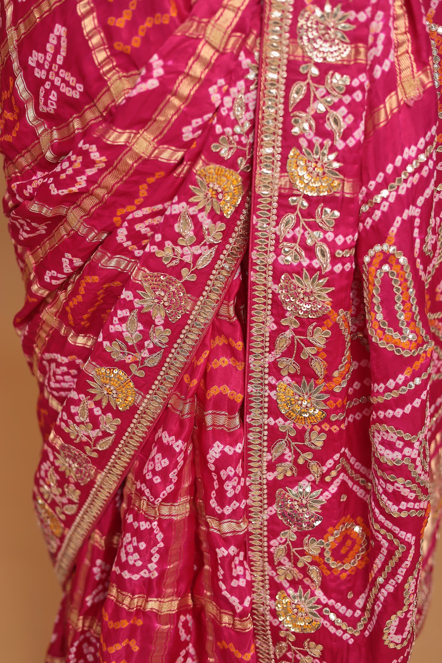 Ghatchola Silk Saree with Gota Patti and Thread work