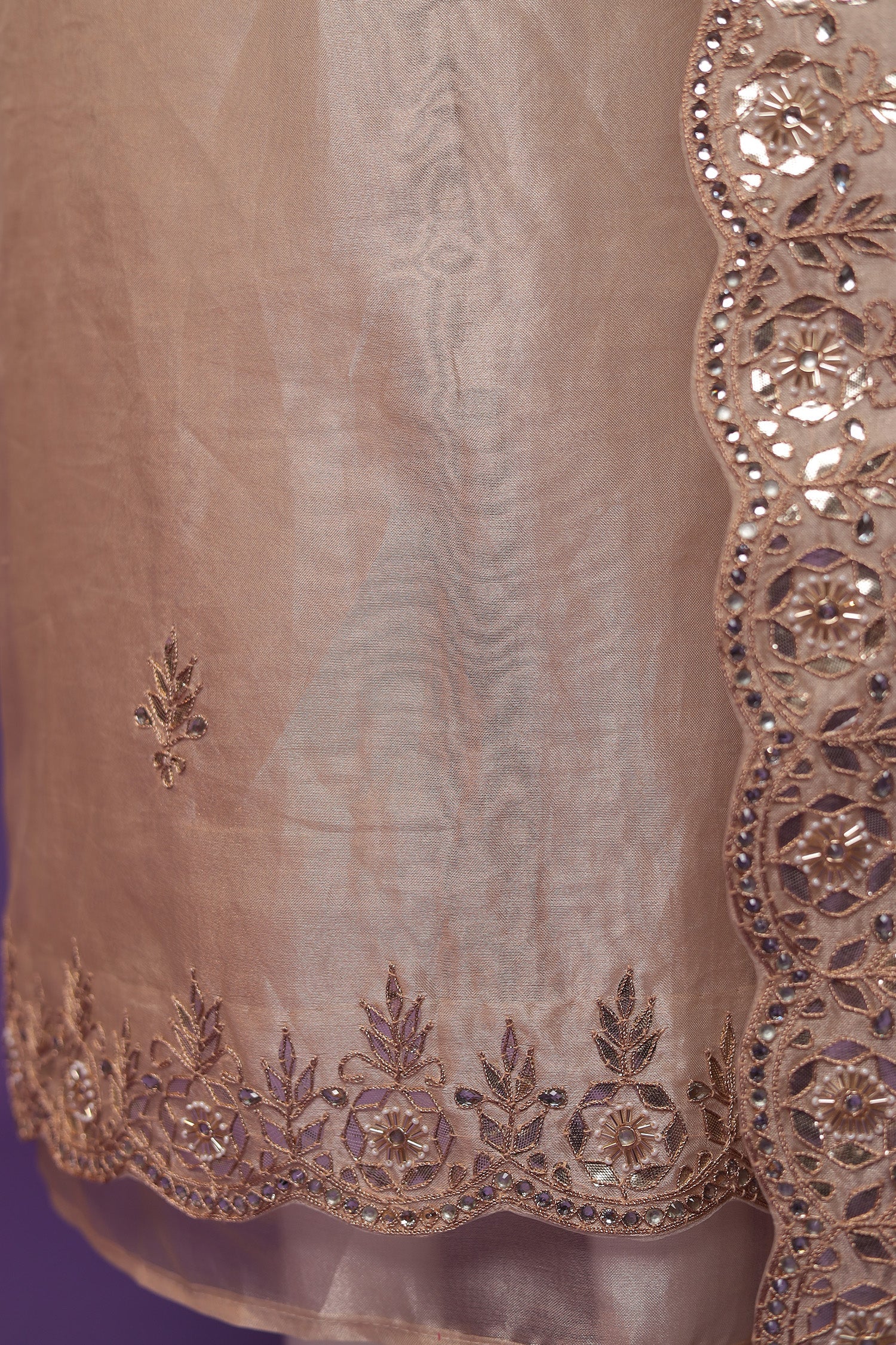 Tissue Unstitched Suit with Dori and Gota Patti work