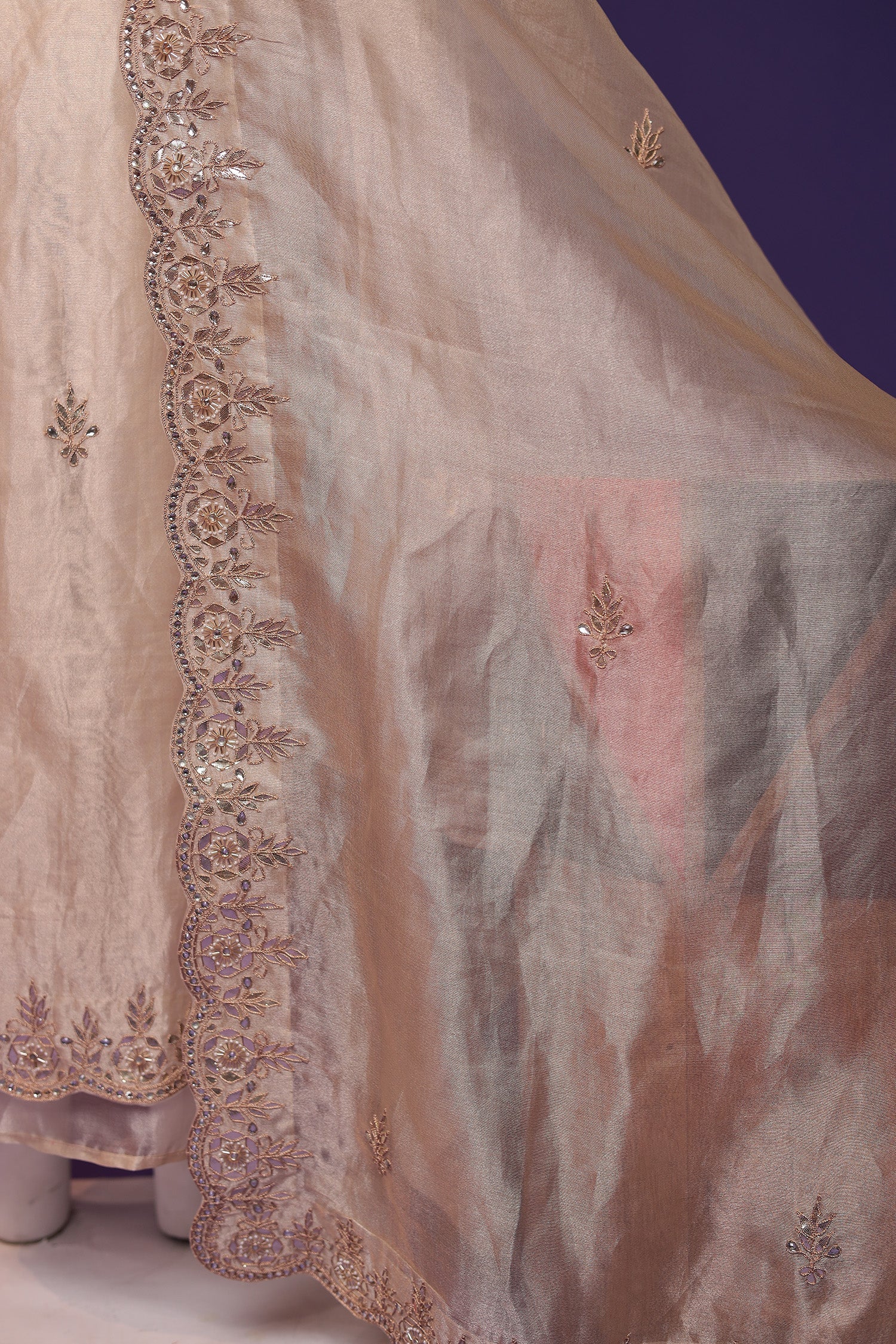 Tissue Unstitched Suit with Dori and Gota Patti work