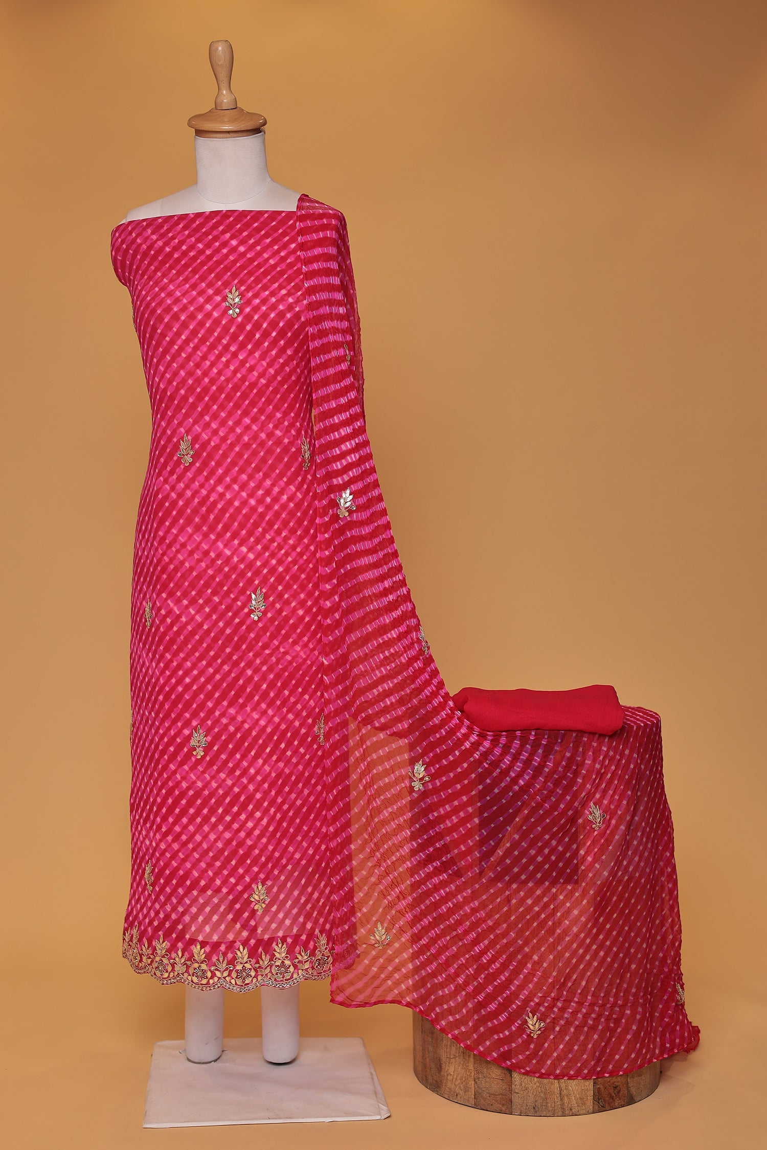 Mothra Chinon Unstitched Suit with Dori and Gota Patti work