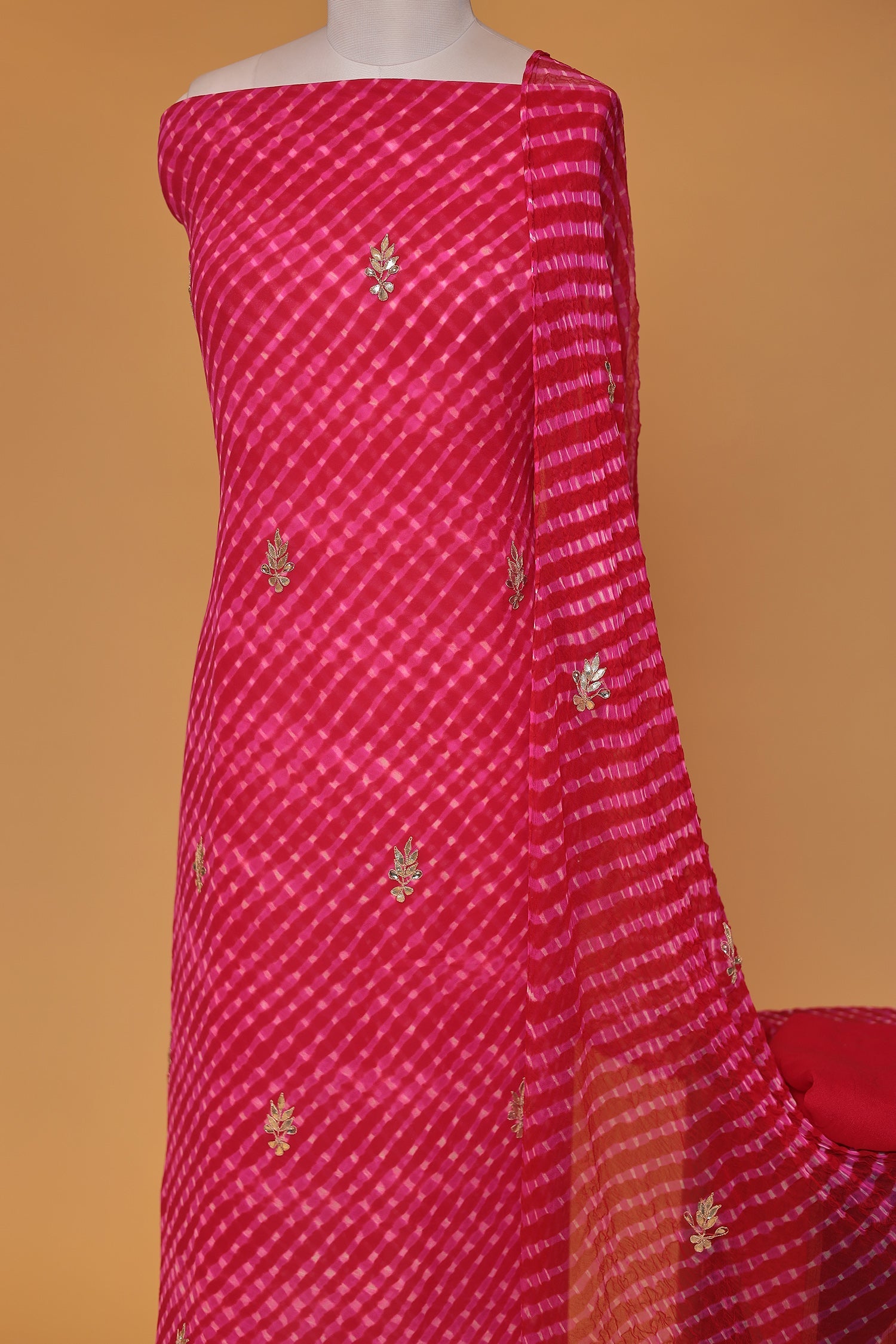 Mothra Chinon Unstitched Suit with Dori and Gota Patti work