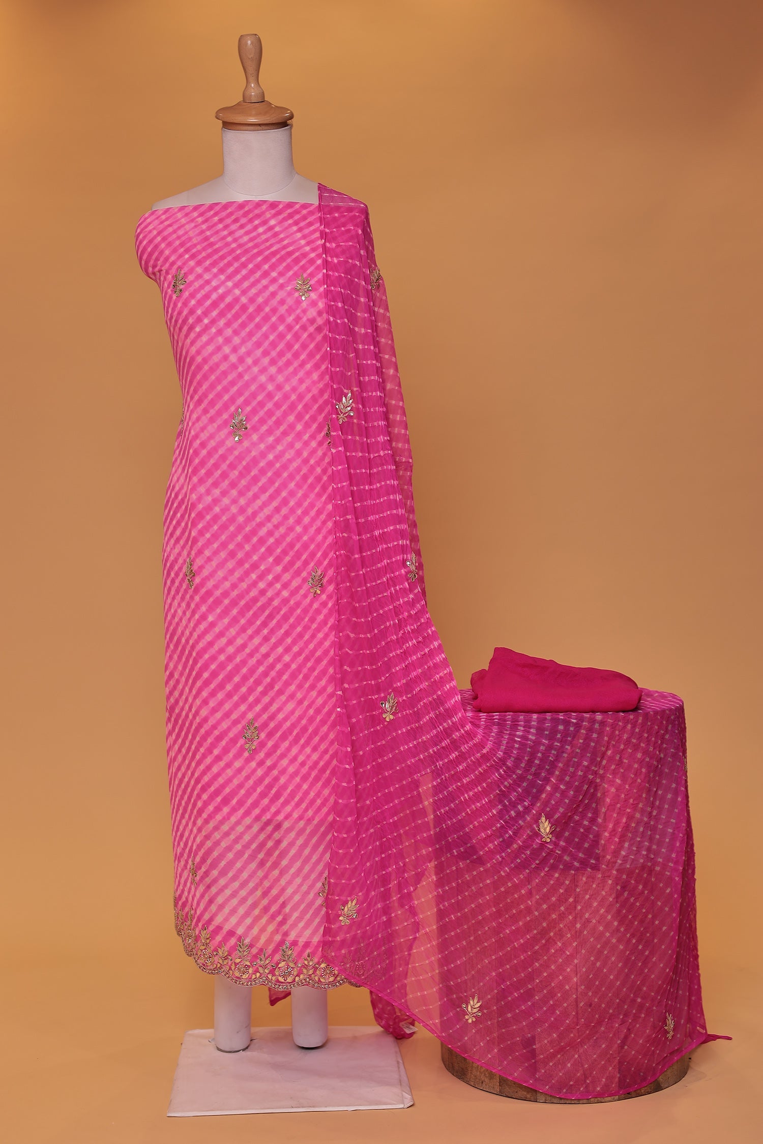 Mothra Chinon Unstitched Suit with Dori and Gota Patti work