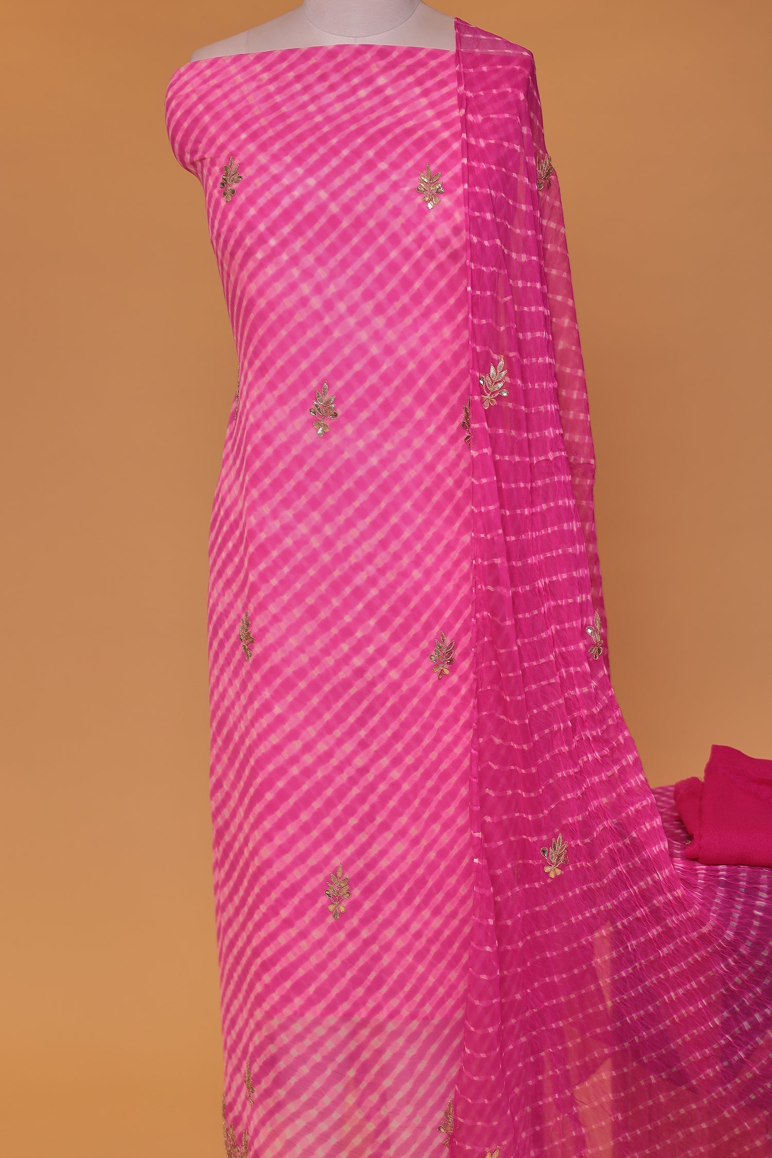 Mothra Chinon Unstitched Suit with Dori and Gota Patti work