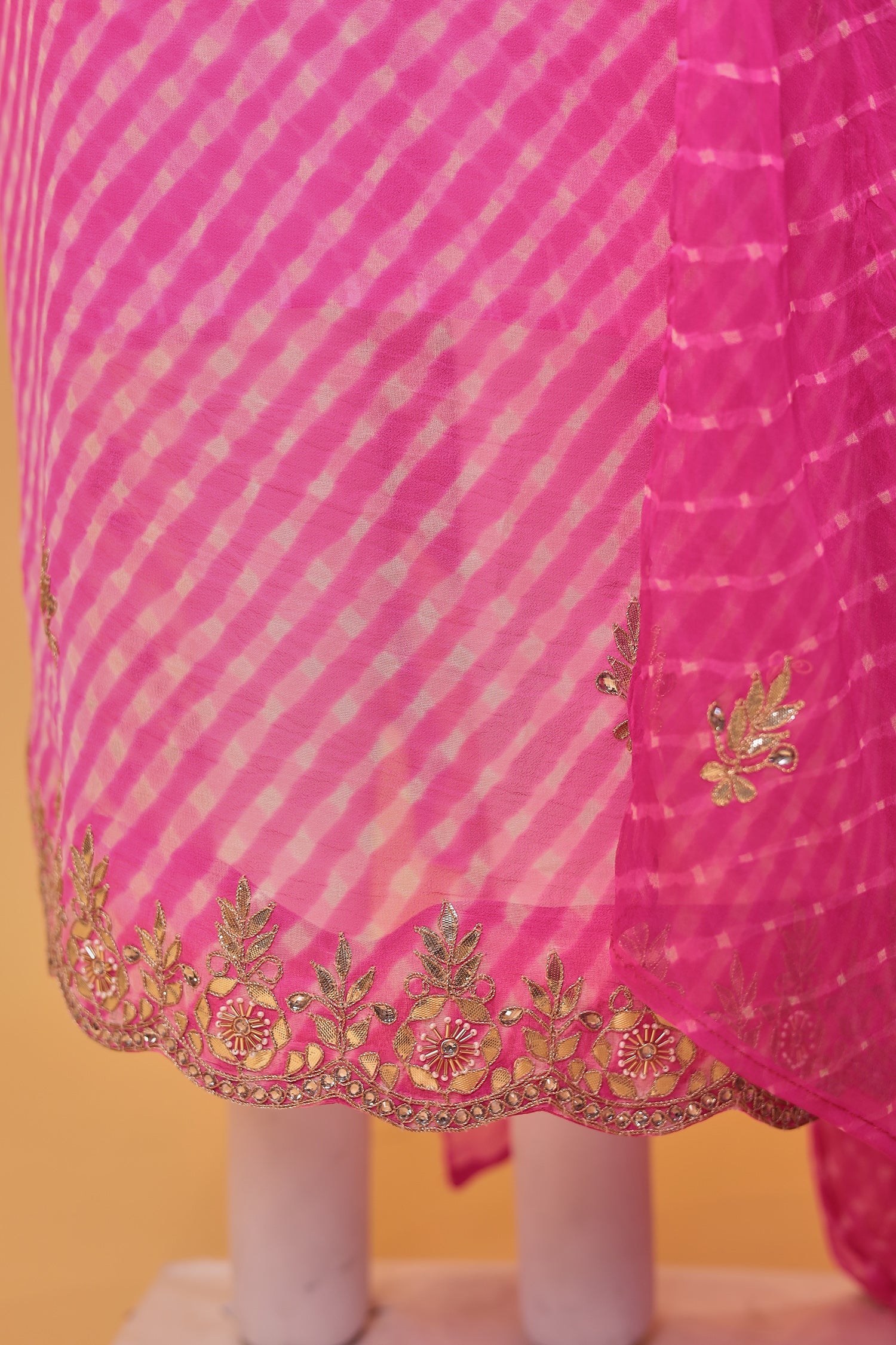 Mothra Chinon Unstitched Suit with Dori and Gota Patti work