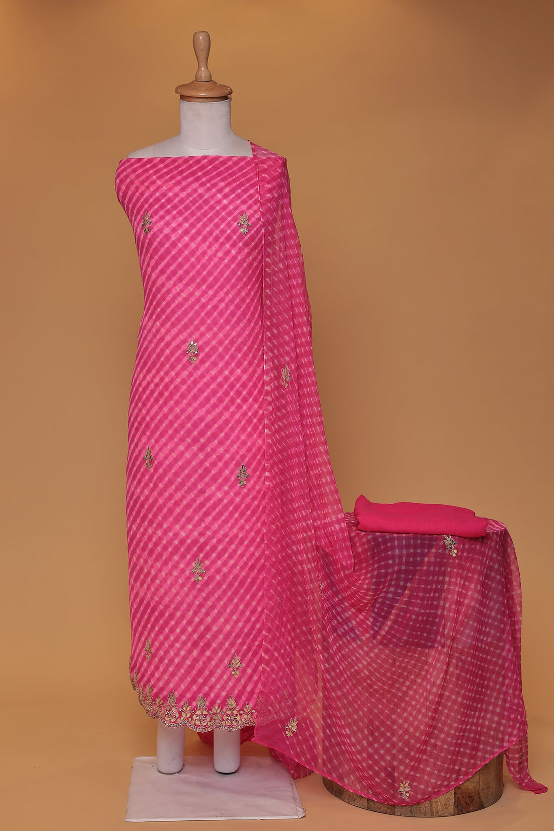 Mothra Chinon Unstitched Suit with Dori and Gota Patti work