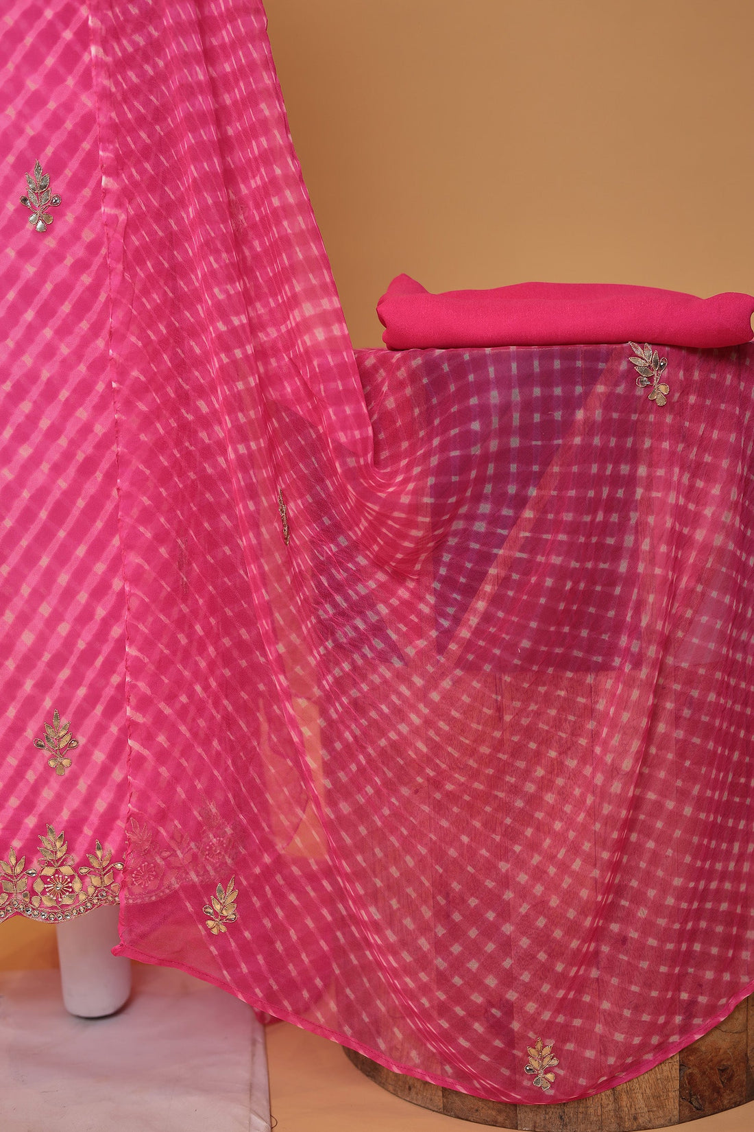 Mothra Chinon Unstitched Suit with Dori and Gota Patti work