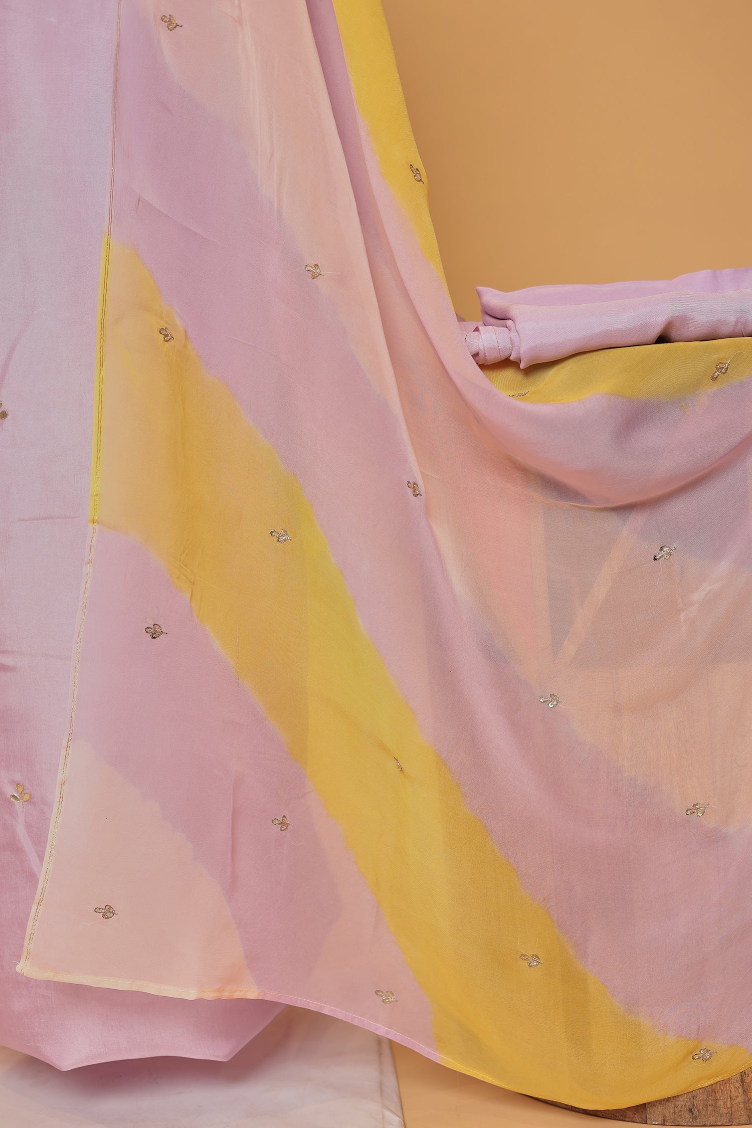 Silk Unstitched Suit with Aari, Gota Patti and Thread work