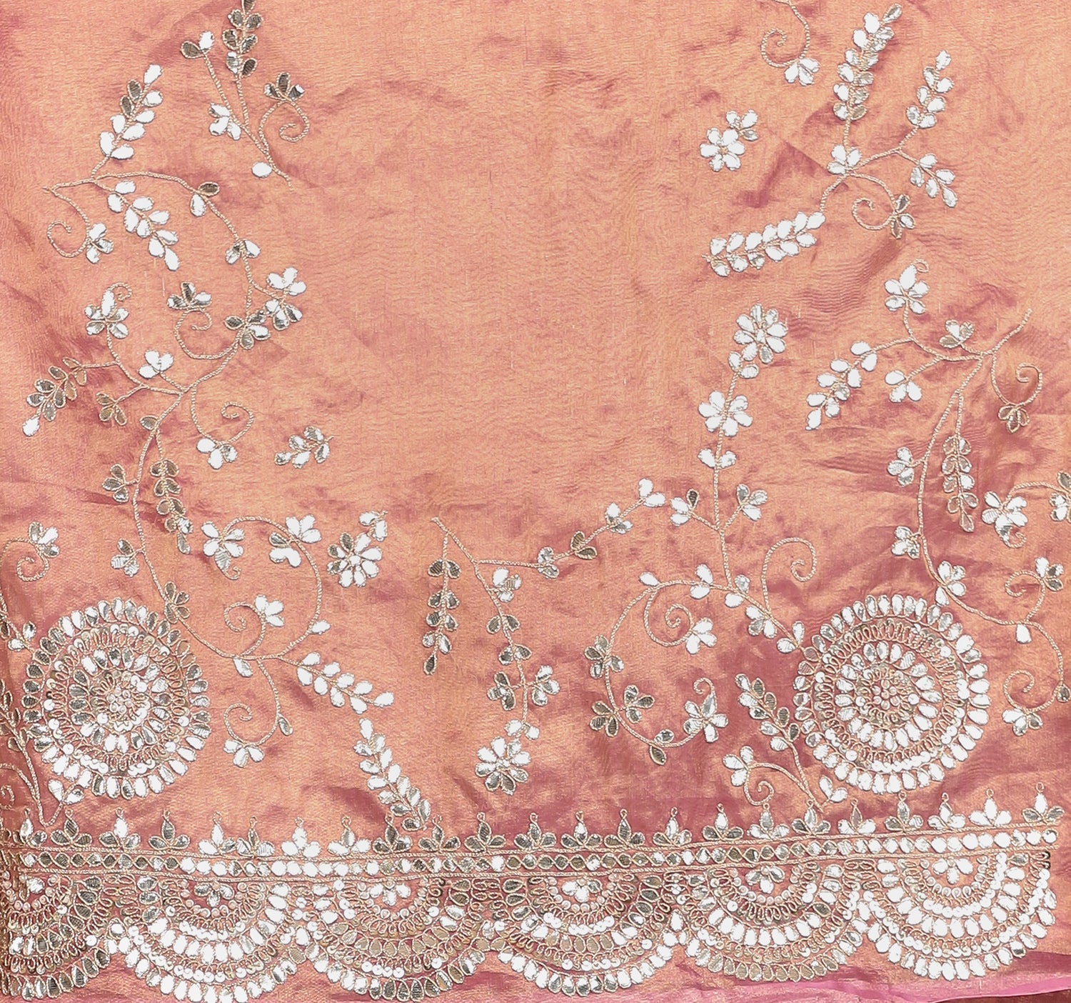 Tissue Saree Embellished with Dori, Gota Patti and Pearl work