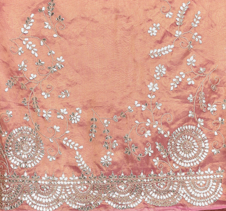 Tissue Saree Embellished with Dori, Gota Patti and Pearl work