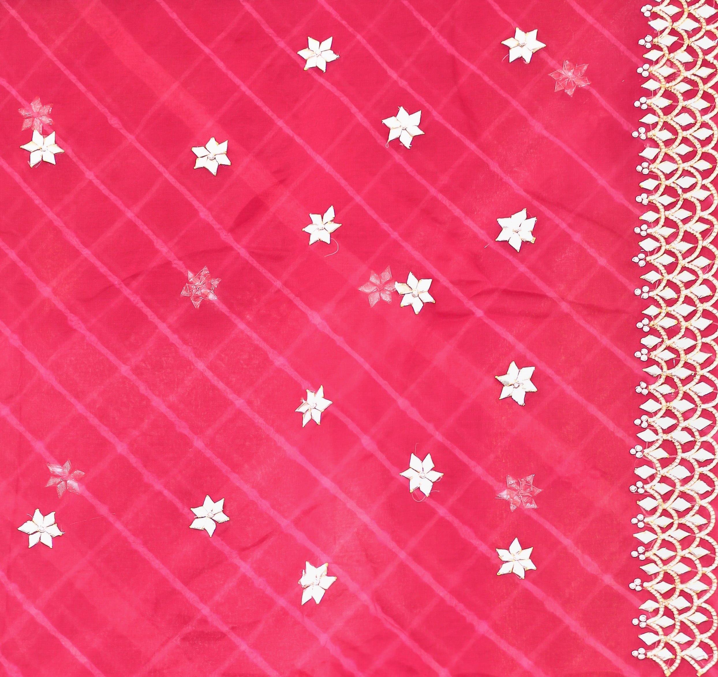 Graceful Leheriya Organza Saree Embellished with Gota Patti Work