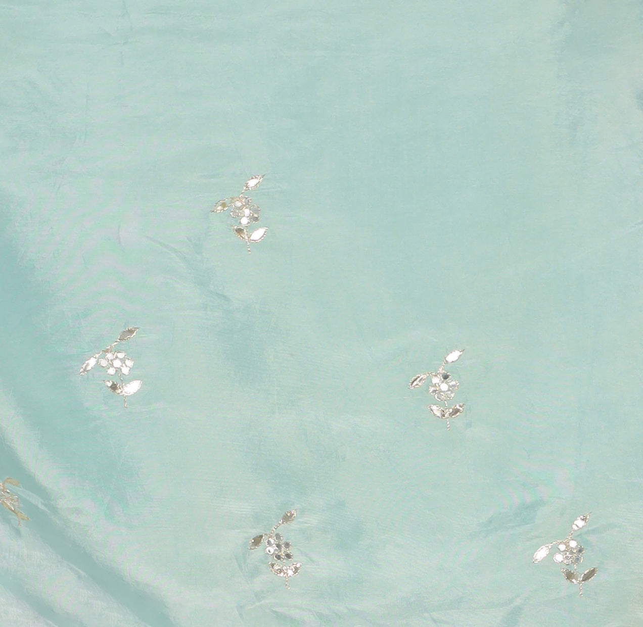 Chiffon Saree with Aari, Gota Patti Work and Zari Border