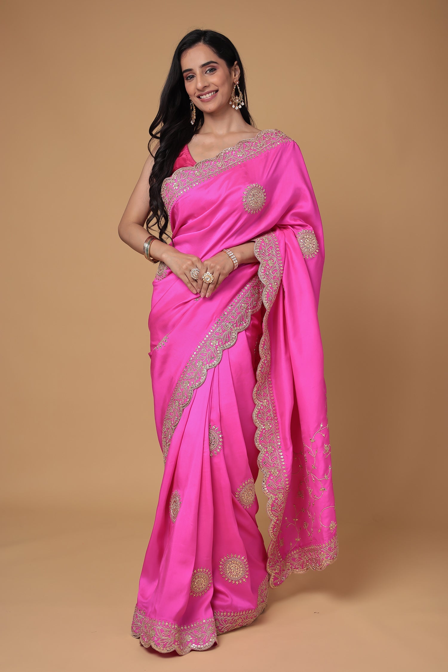 Silk Saree Embroidered with Dori and Sequins work