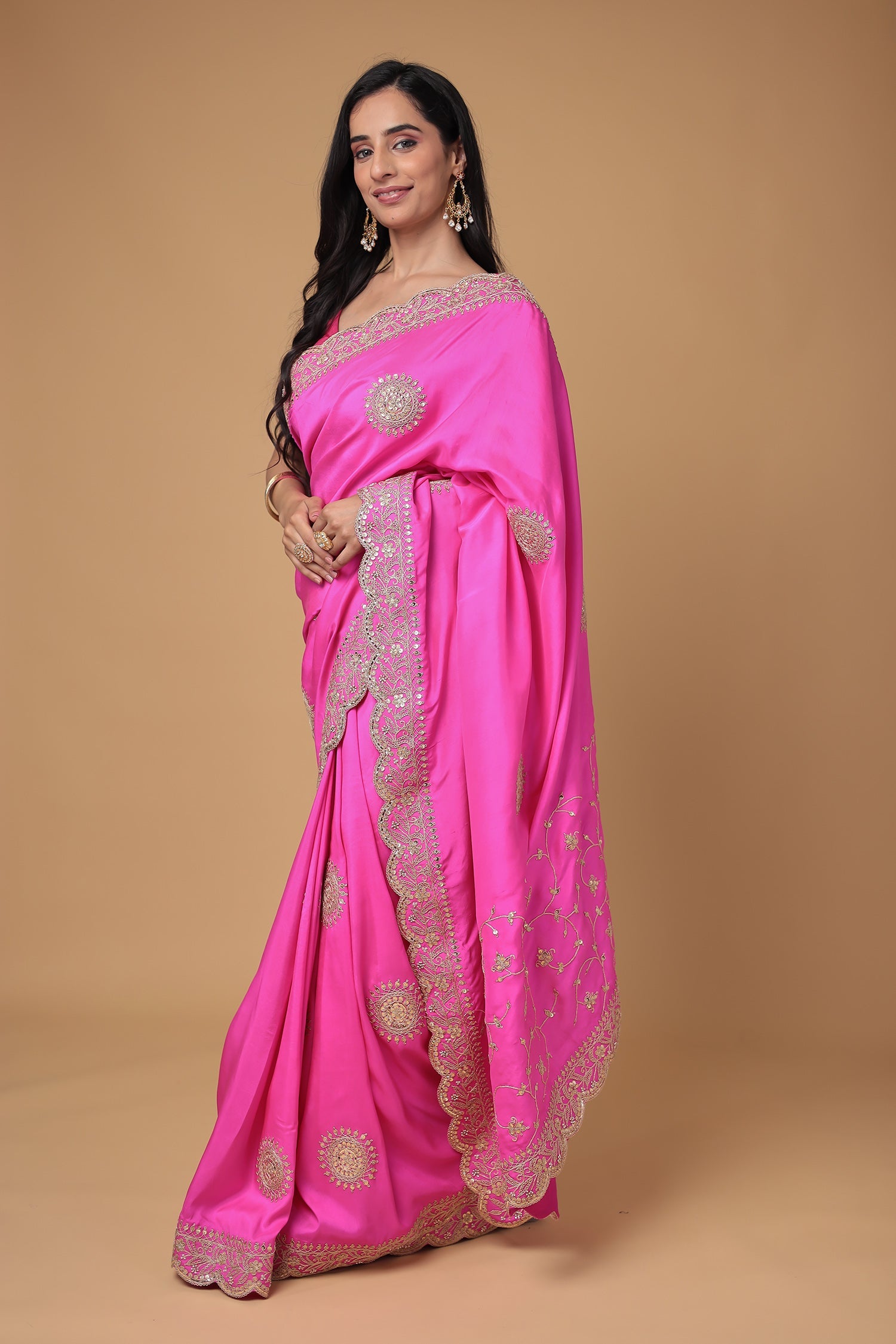 Silk Saree Embroidered with Dori and Sequins work