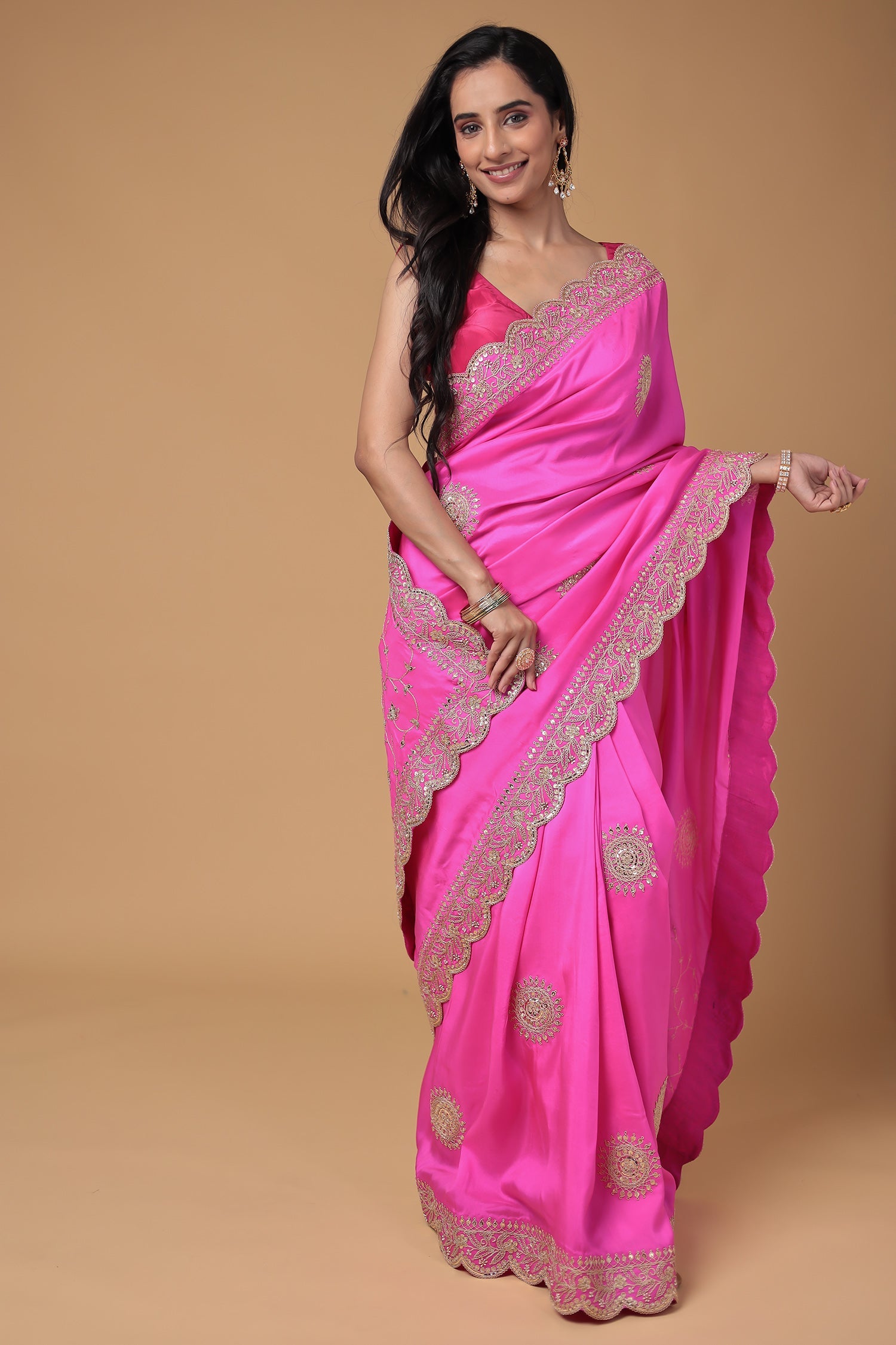 Silk Saree Embroidered with Dori and Sequins work