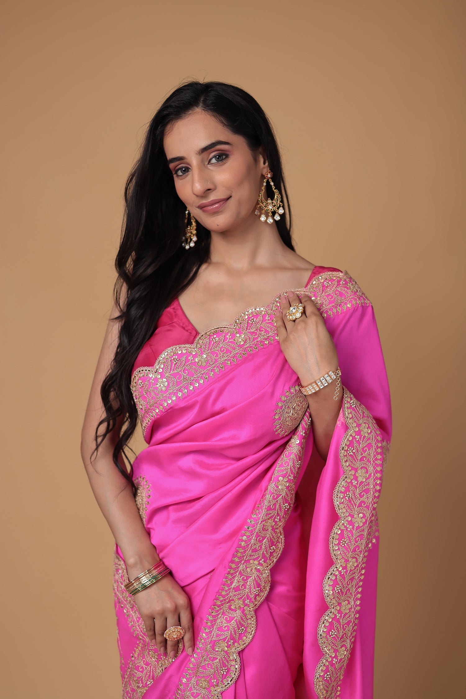 Silk Saree Embroidered with Dori and Sequins work