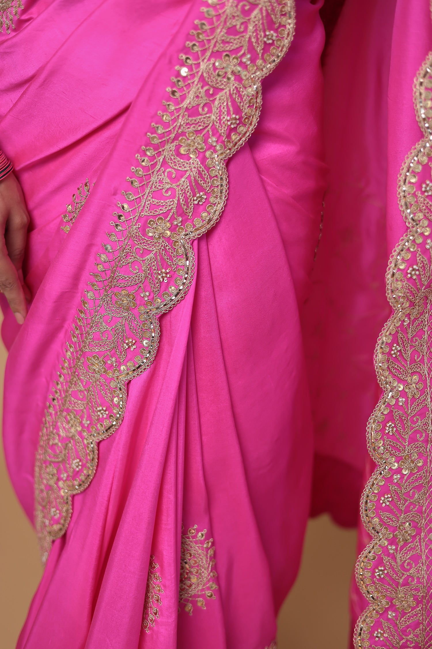 Silk Saree Embroidered with Dori and Sequins work