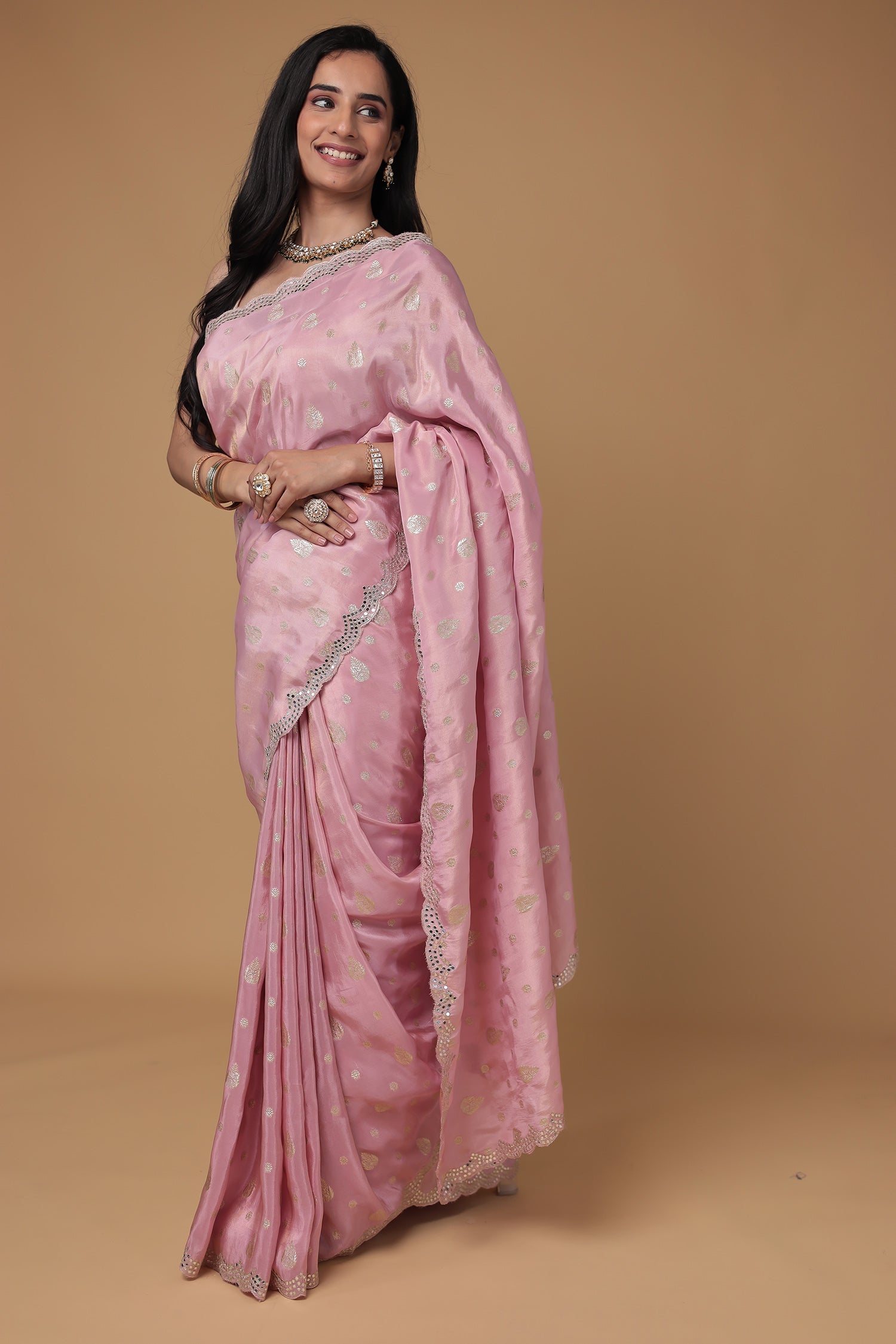 Banarasi Tissue Saree with Aari and Foil work