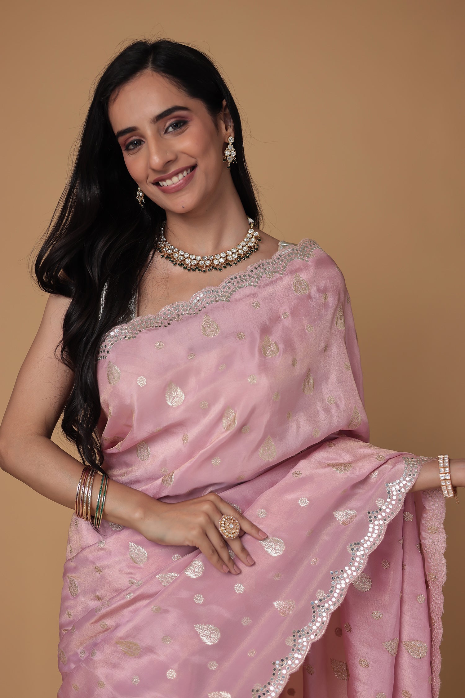 Banarasi Tissue Saree with Aari and Foil work