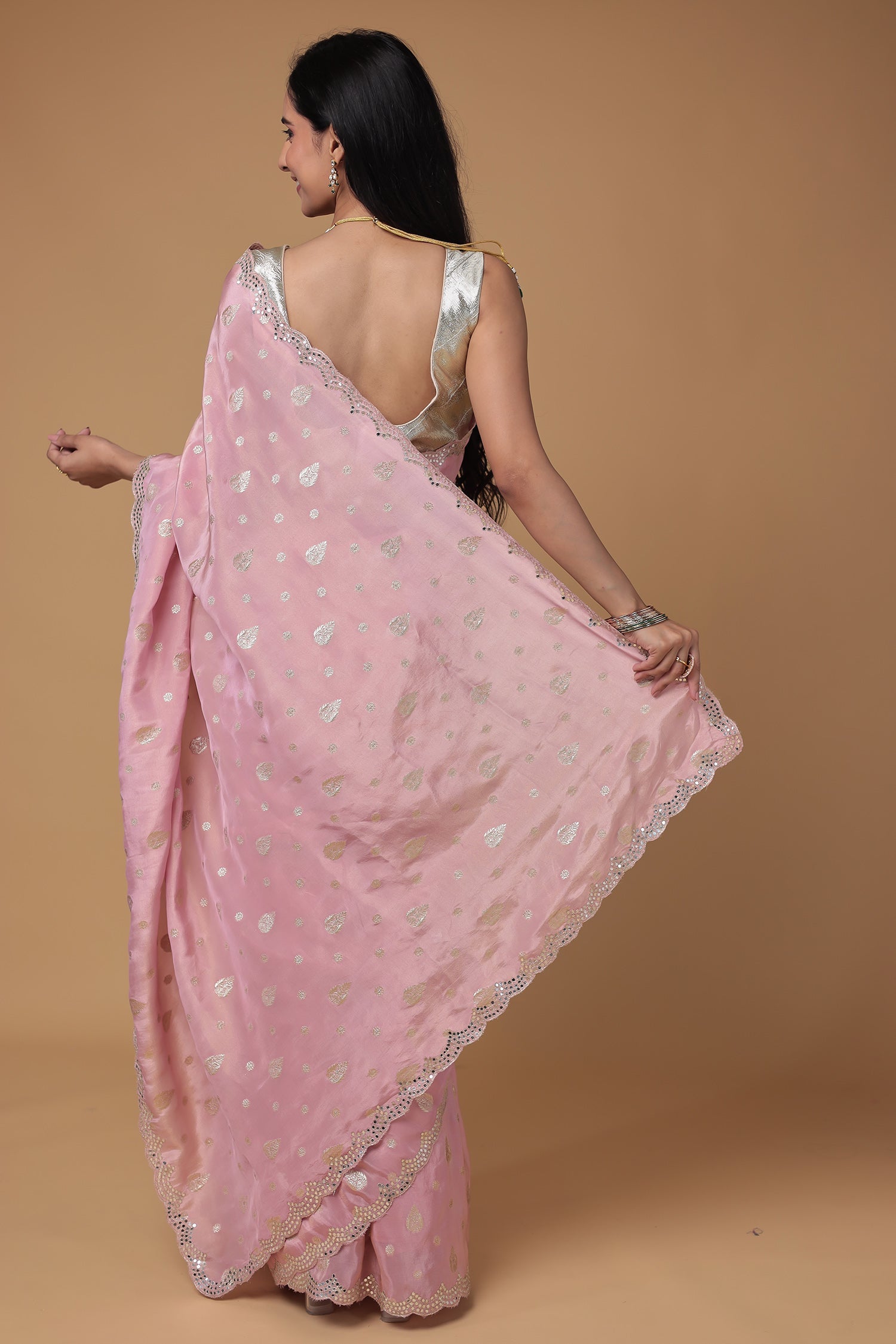 Banarasi Tissue Saree with Aari and Foil work