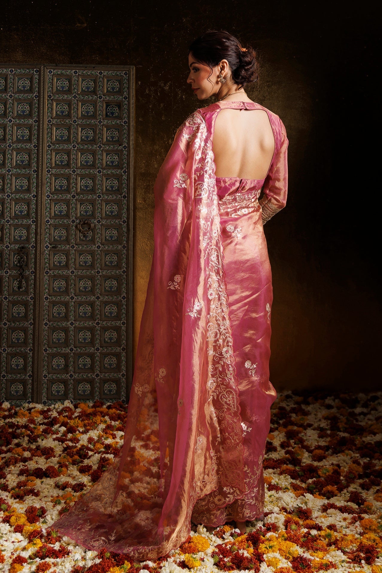 Tissue Saree with Pittan work