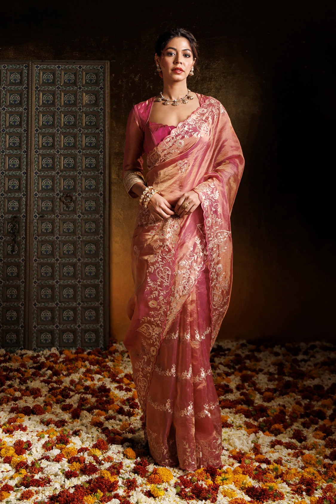 Tissue Saree with Pittan work