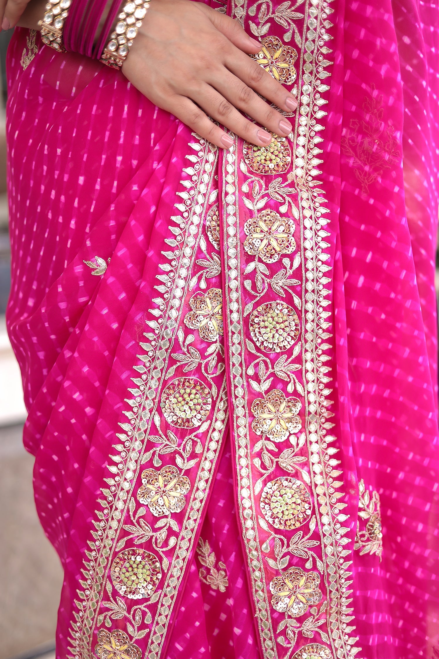 Mothra Georgette Saree Embellished with Gota Patti, Thread and Zardozi work