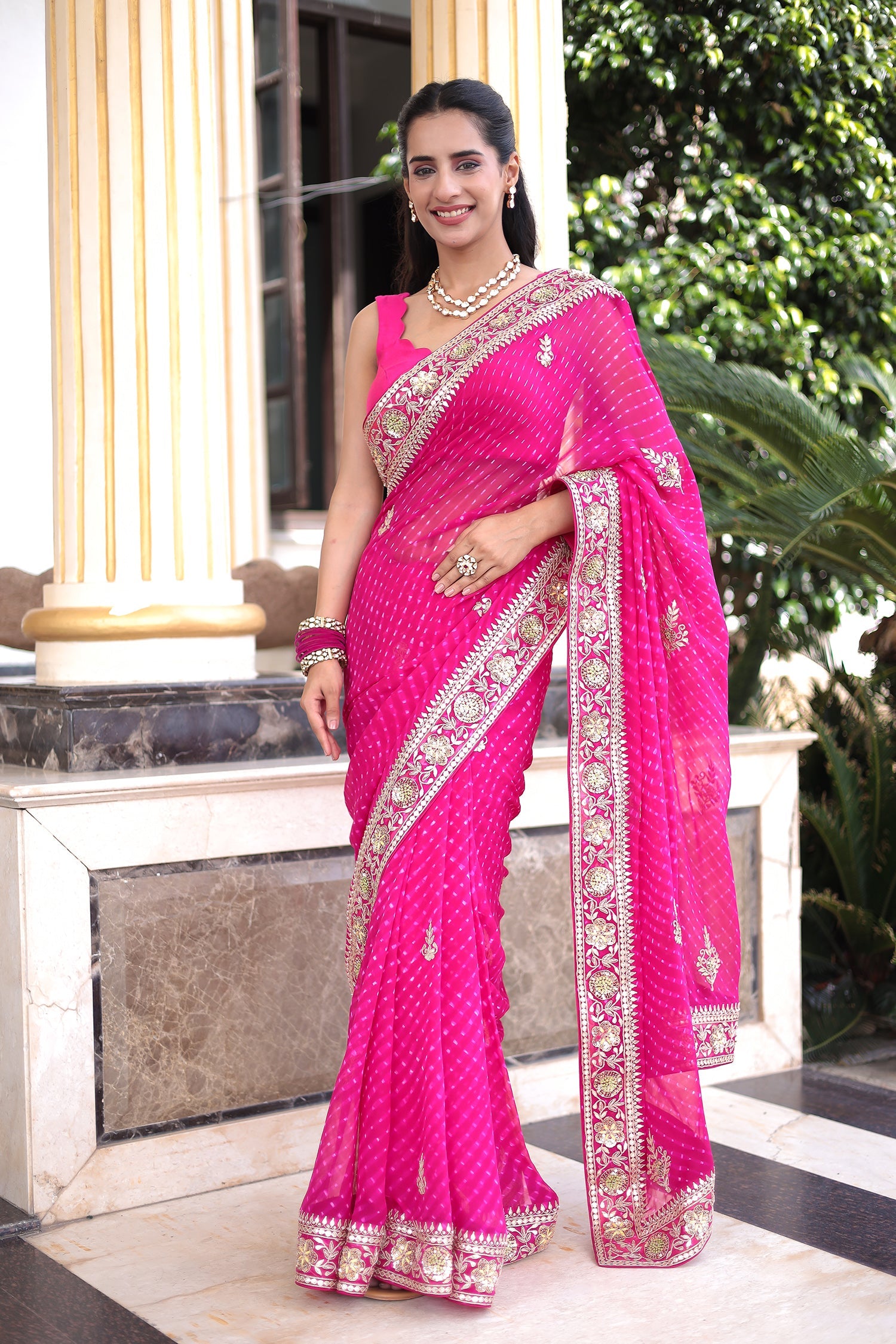 Mothra Georgette Saree Embellished with Gota Patti, Thread and Zardozi work