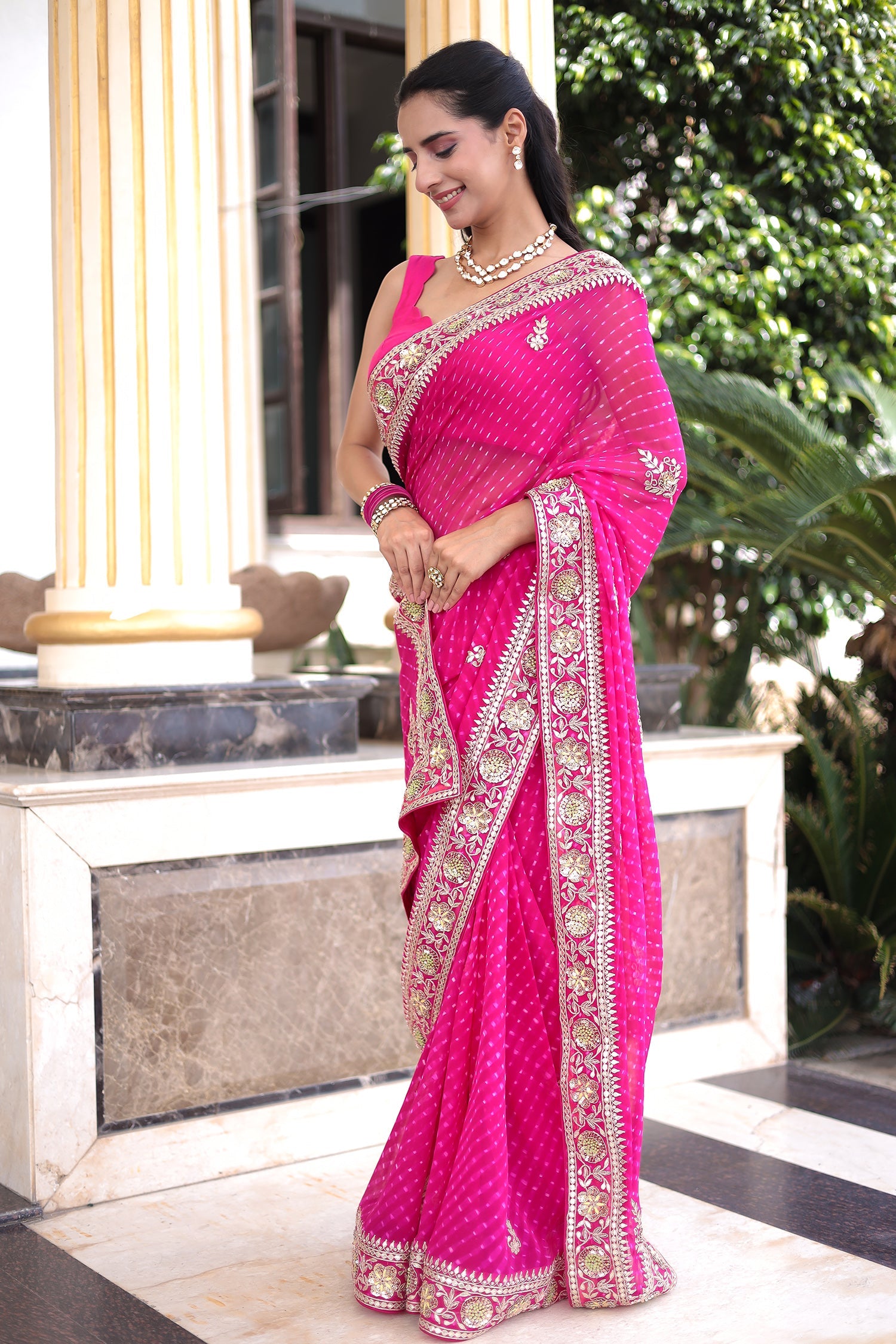 Mothra Georgette Saree Embellished with Gota Patti, Thread and Zardozi work