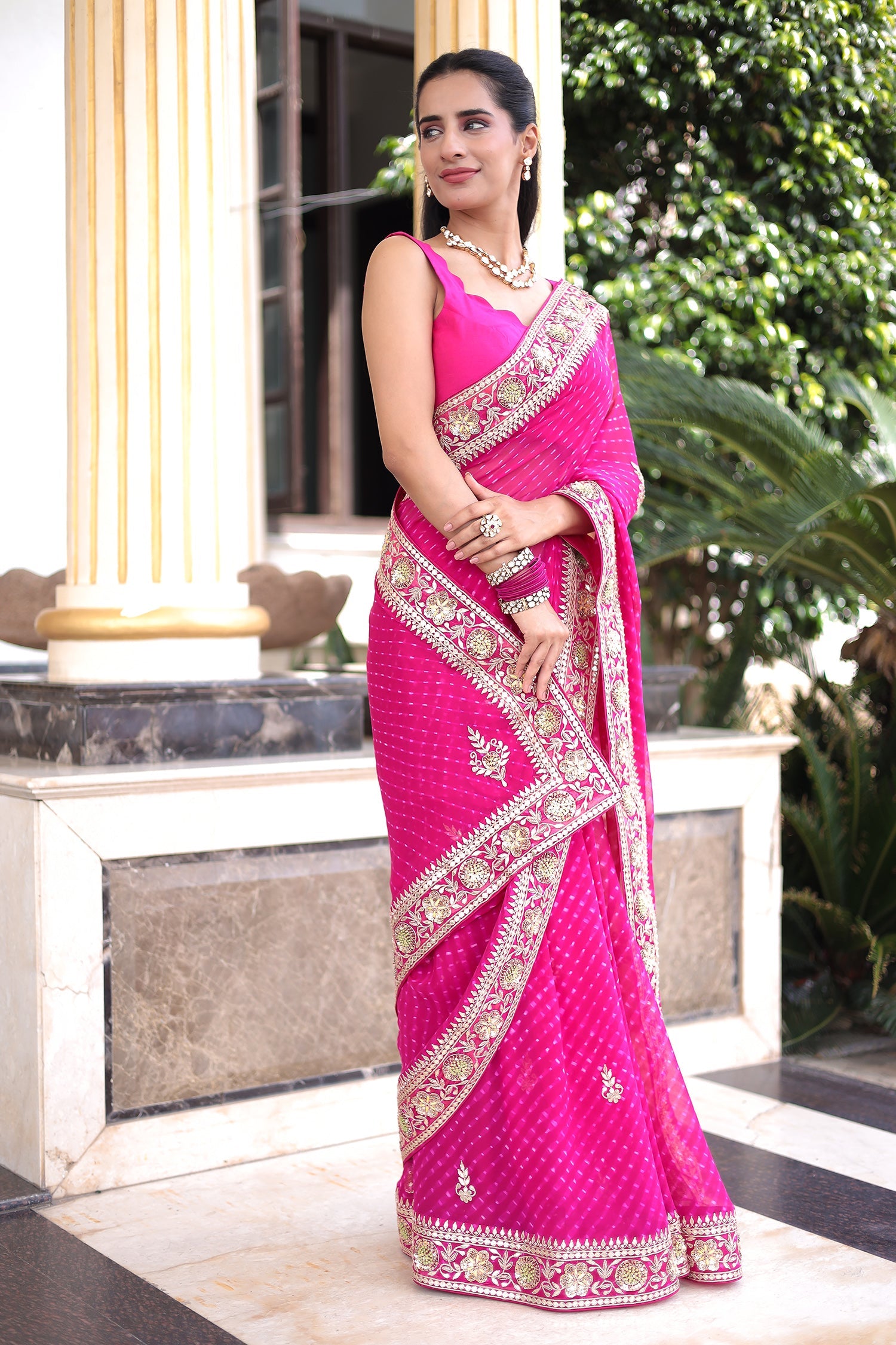 Mothra Georgette Saree Embellished with Gota Patti, Thread and Zardozi work