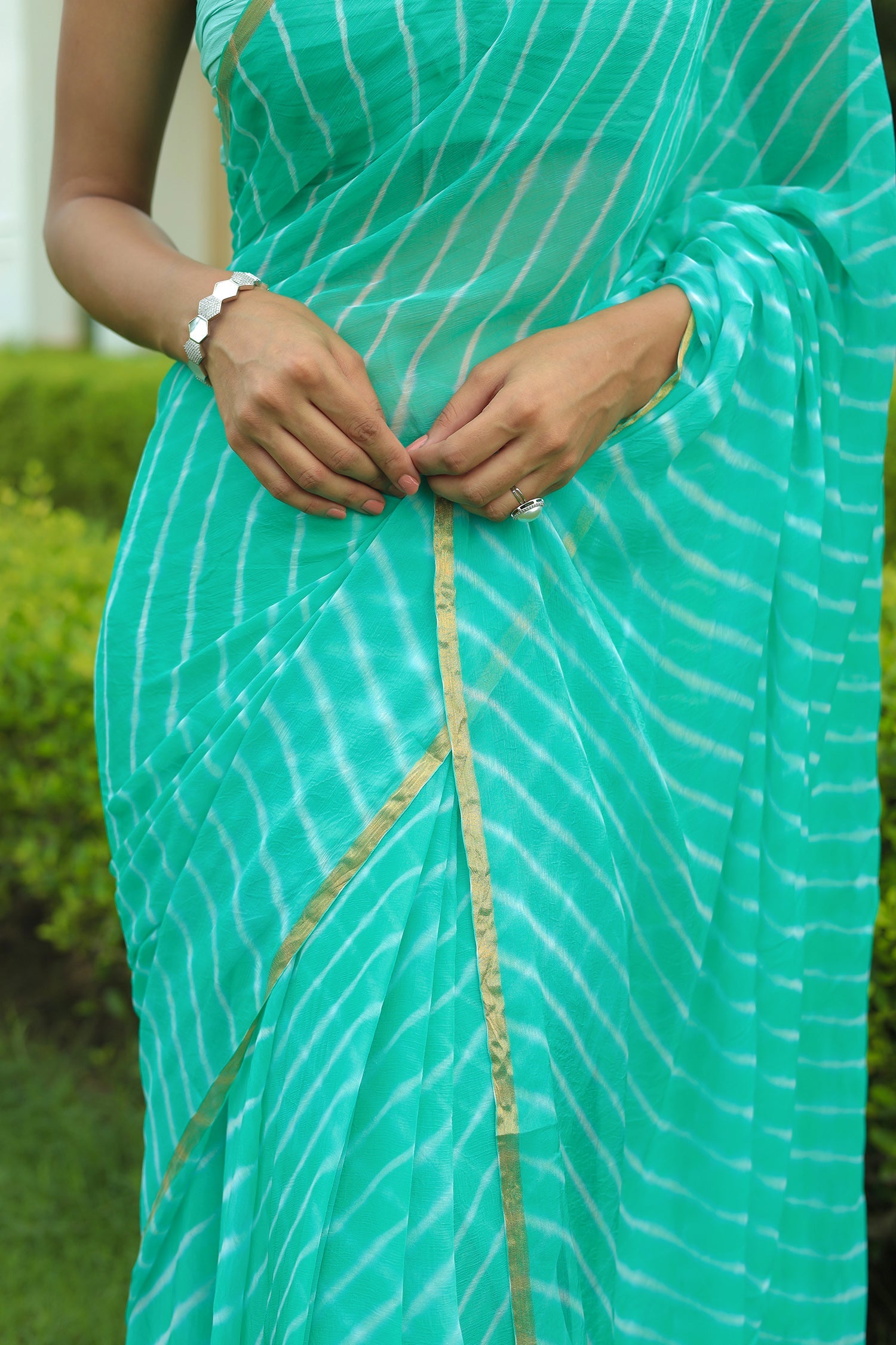 Leheriya Chiffon Saree with Zari border
