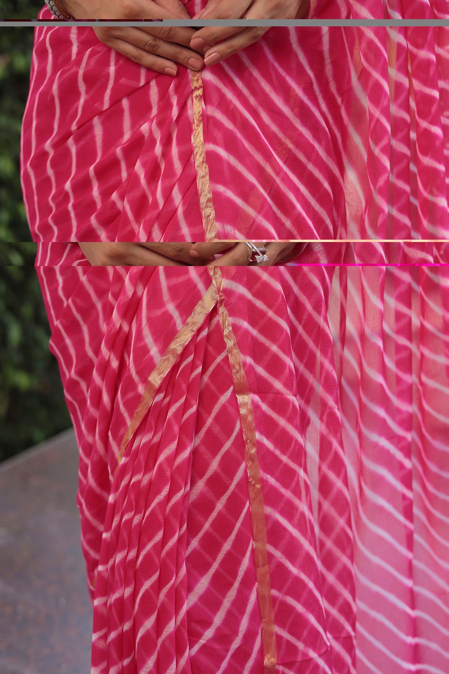 Leheriya Chiffon Saree with Zari border