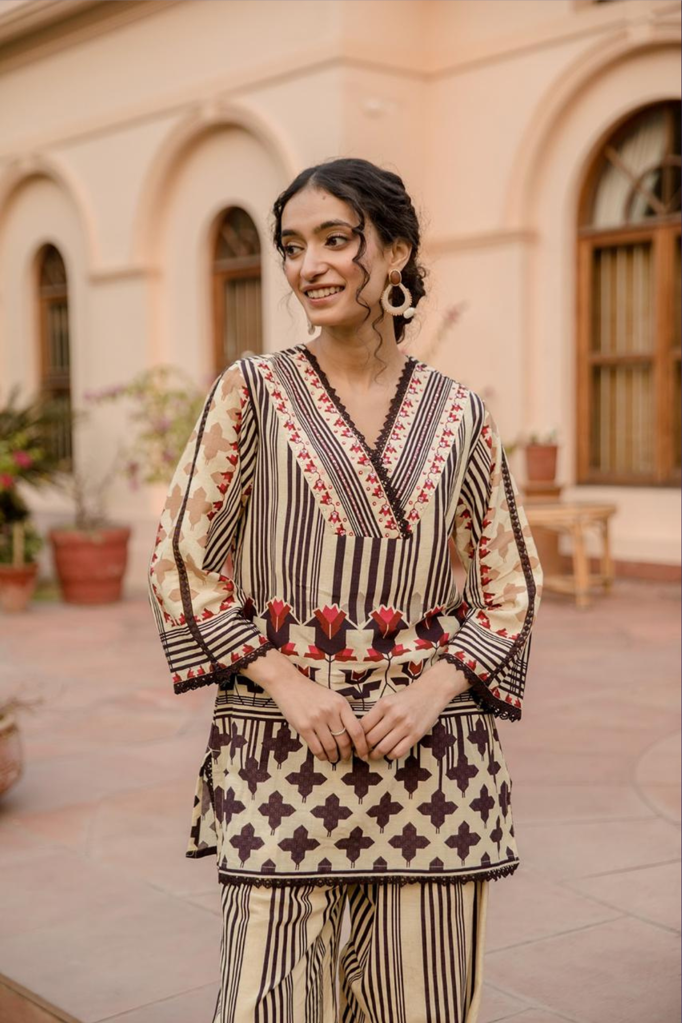 Printed Pure Cotton Kurta Set with Sequins work