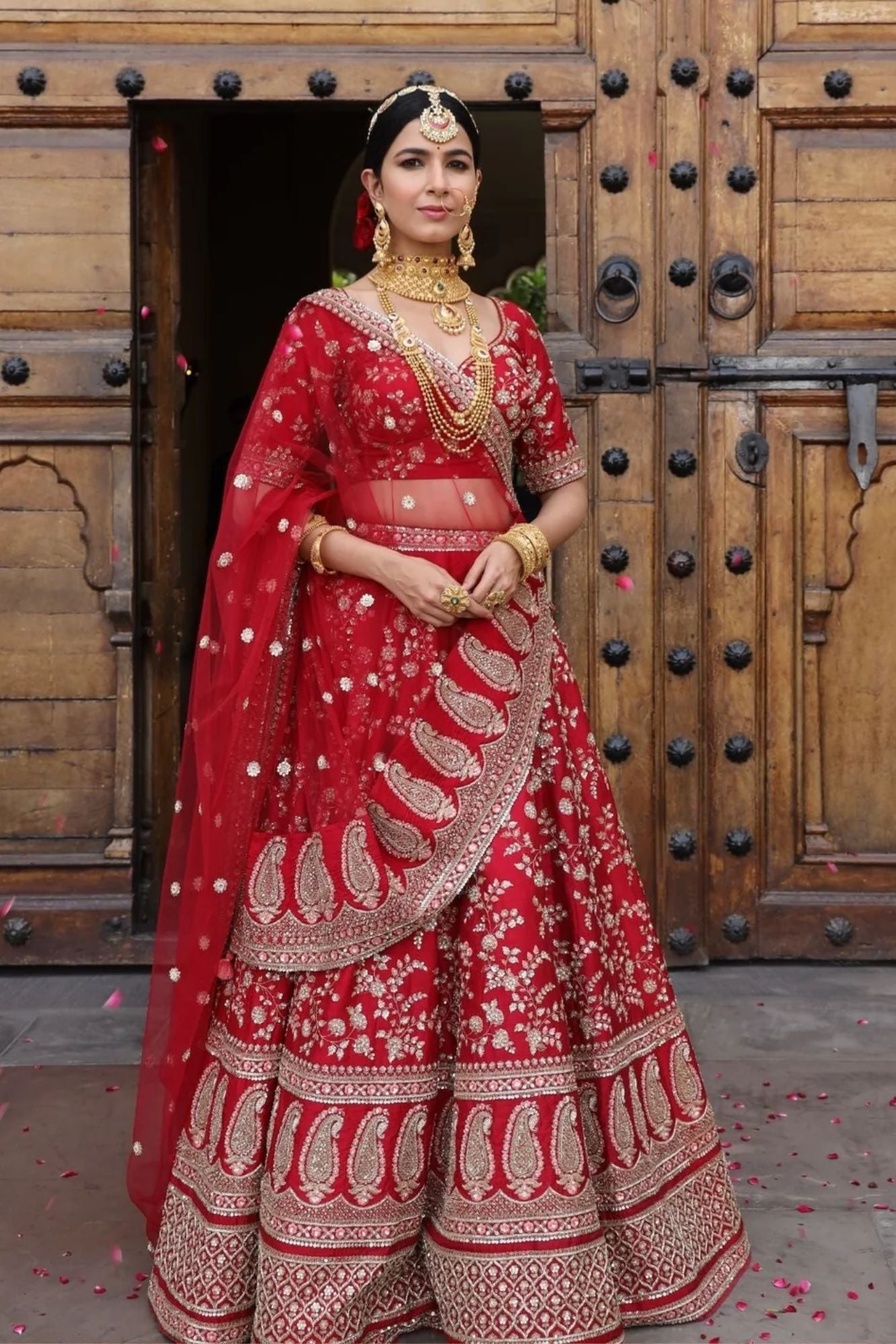 Raw silk  Lehenga with Cutdana, Sequins, Thread work.