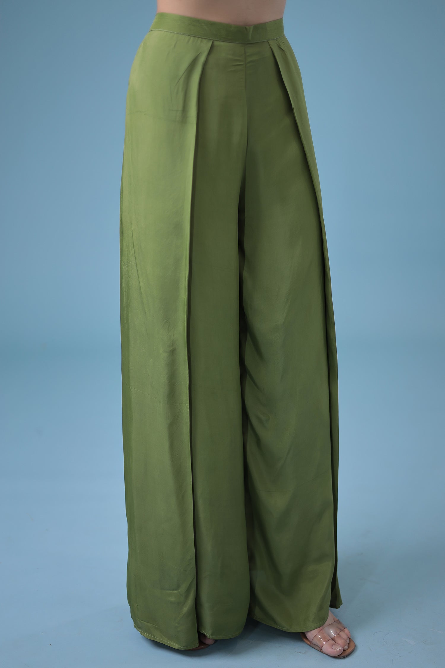 Exquisite Crop Top with Palazzo and a Draping Skirt Embellished with Zari and Dori work