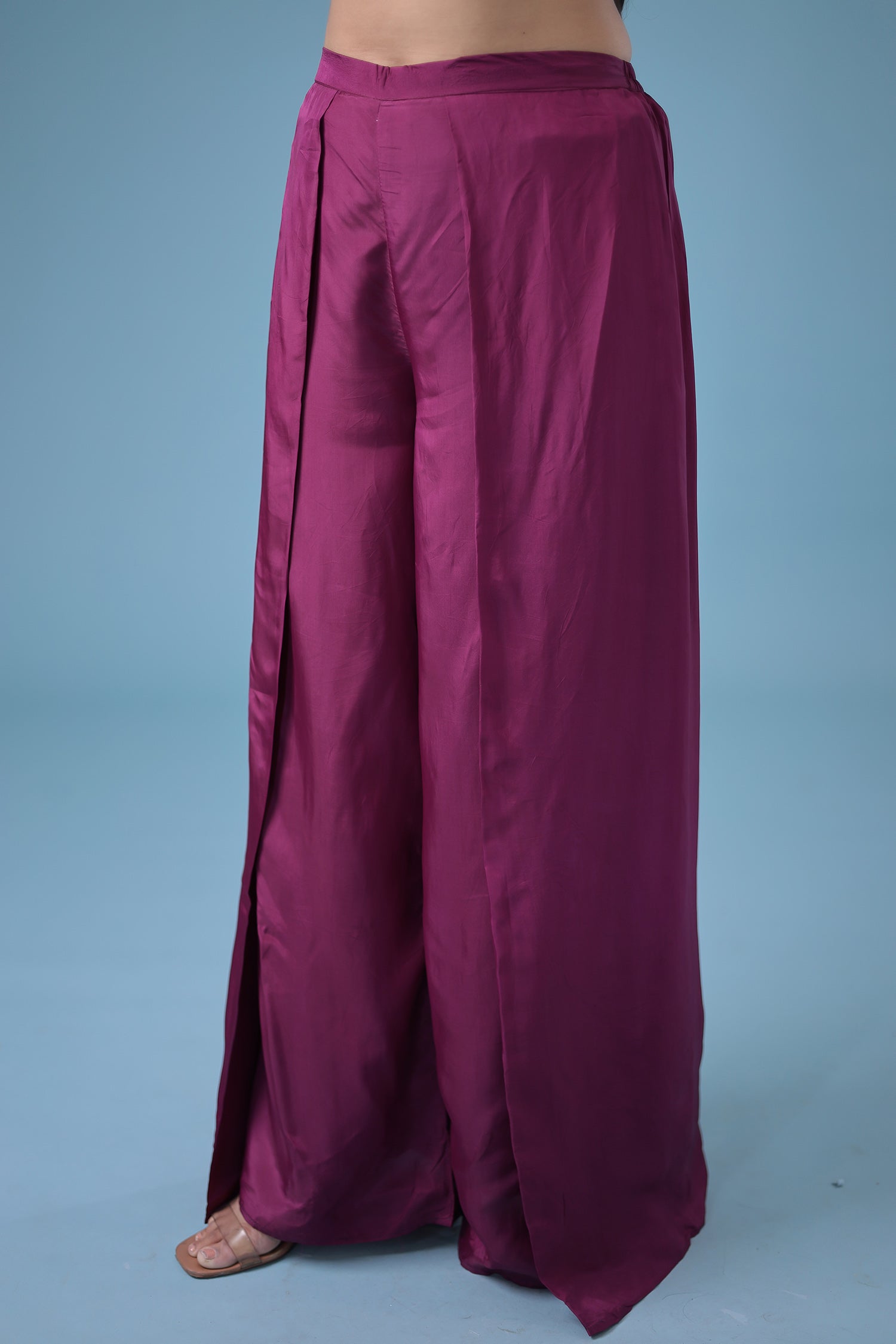 Exquisite Crop Top with Palazzo and a Draping Skirt Embellished with Zari and Dori work