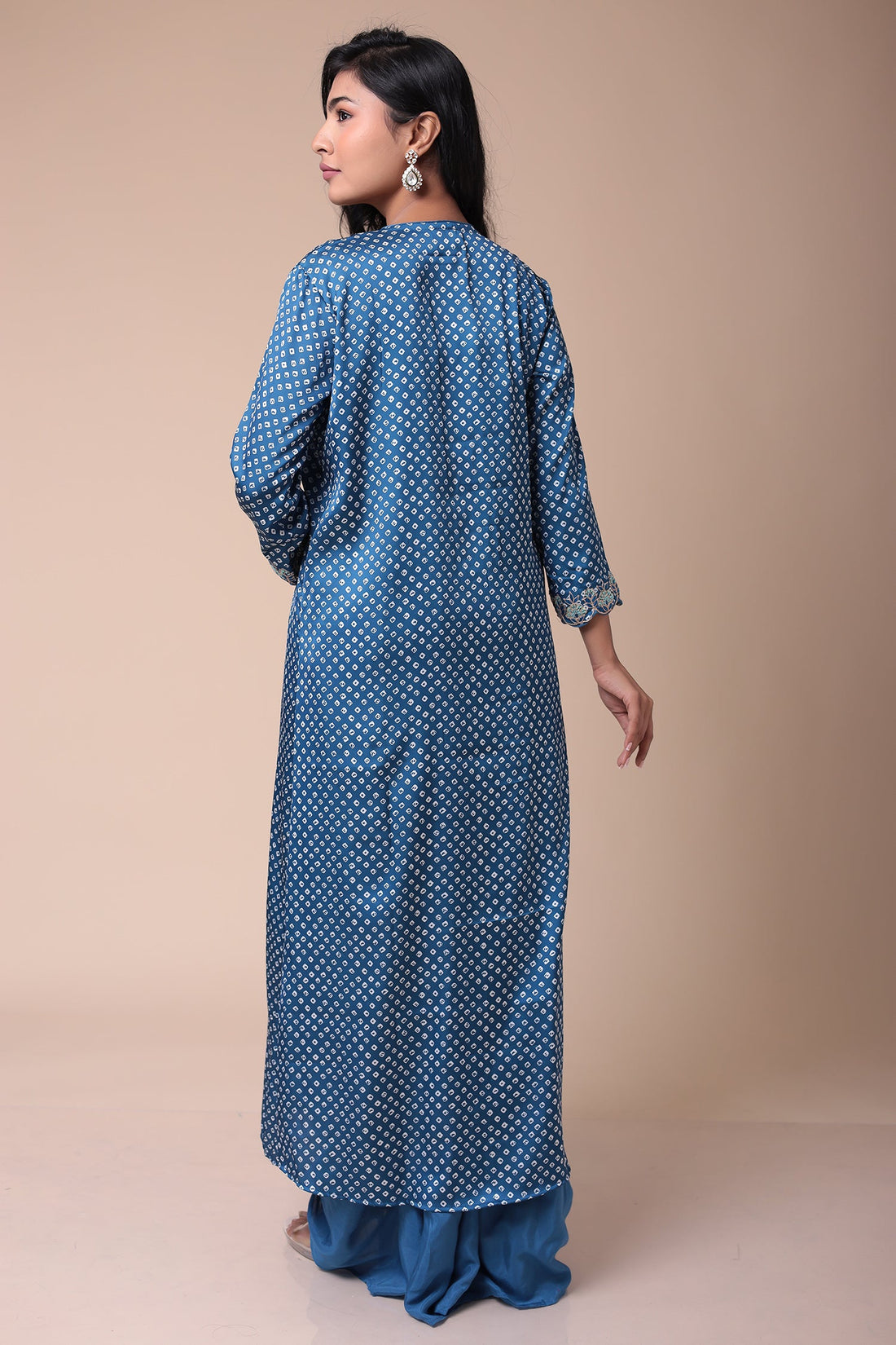 Bandhej Silk Jacket Style Indowestern with Dori and Embroidery