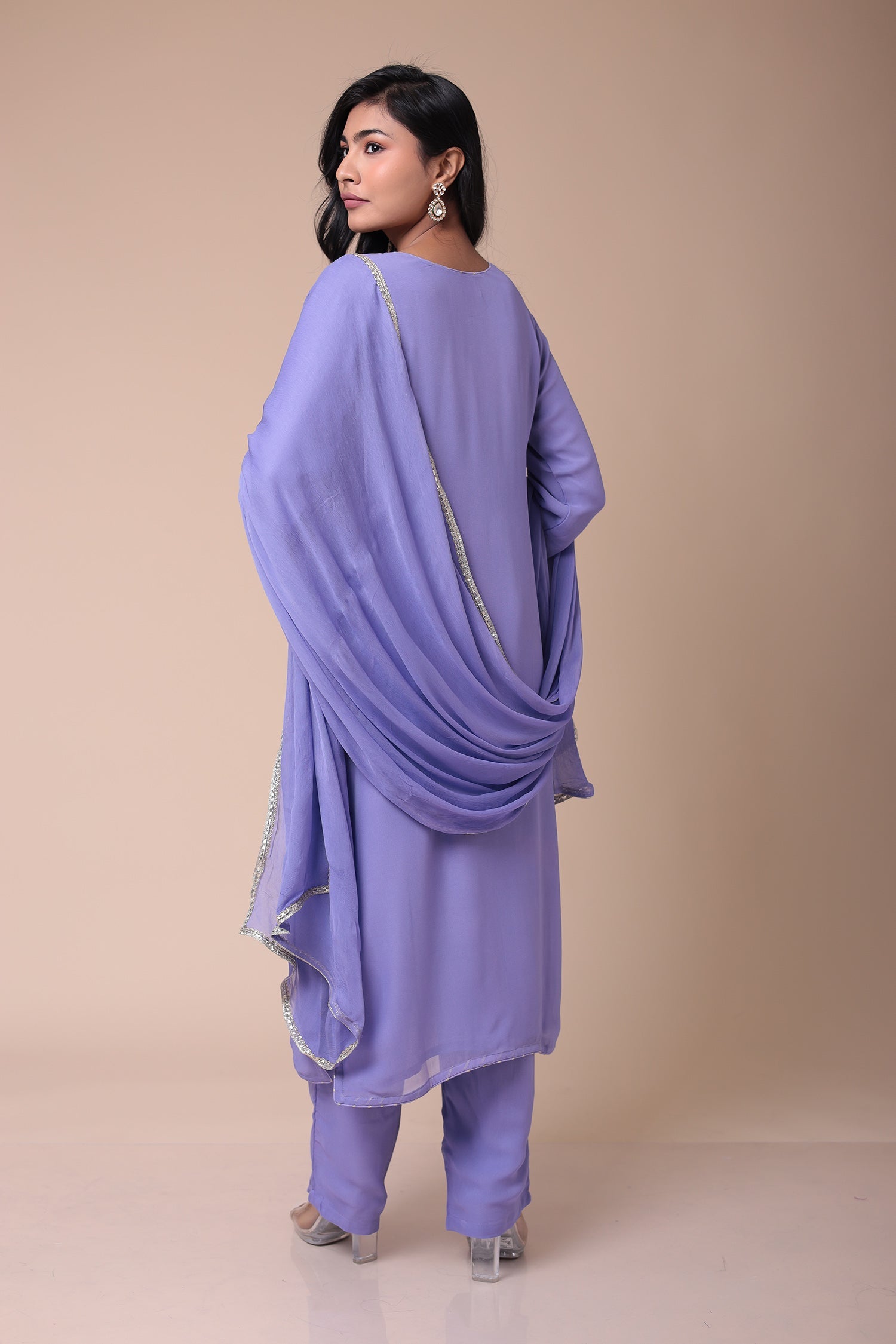 Embroidered Georgette Straight Cut Suit with Dori work