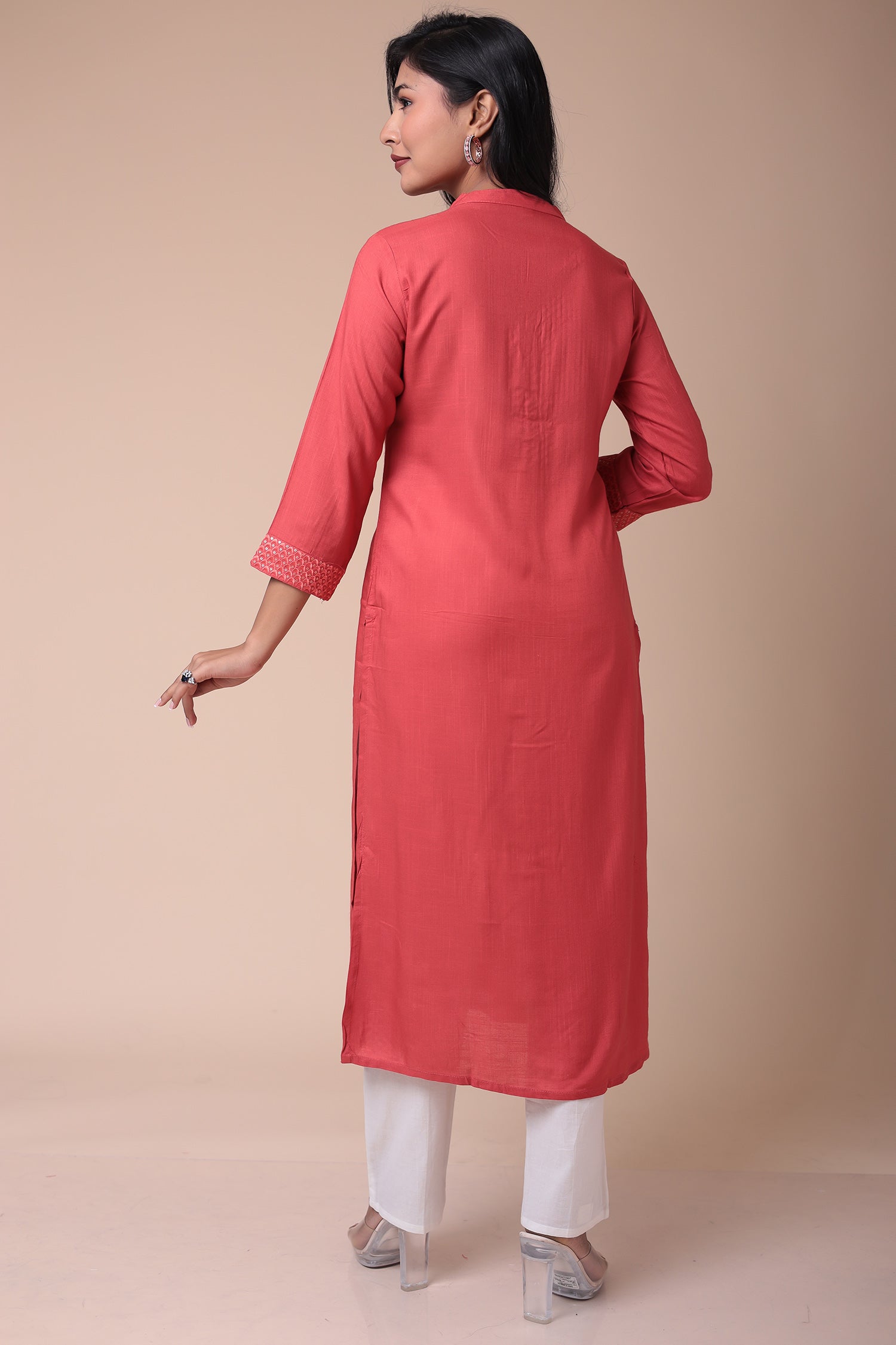 Embroidered Muslin Kurta with Sequins work