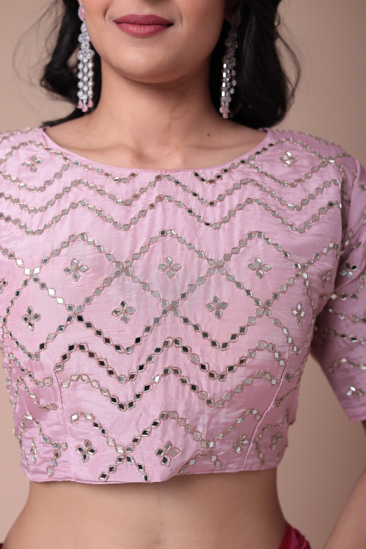 Silk Blend Saree with Mirror work