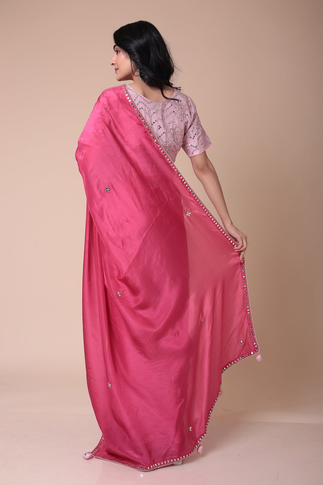 Silk Blend Saree with Mirror work