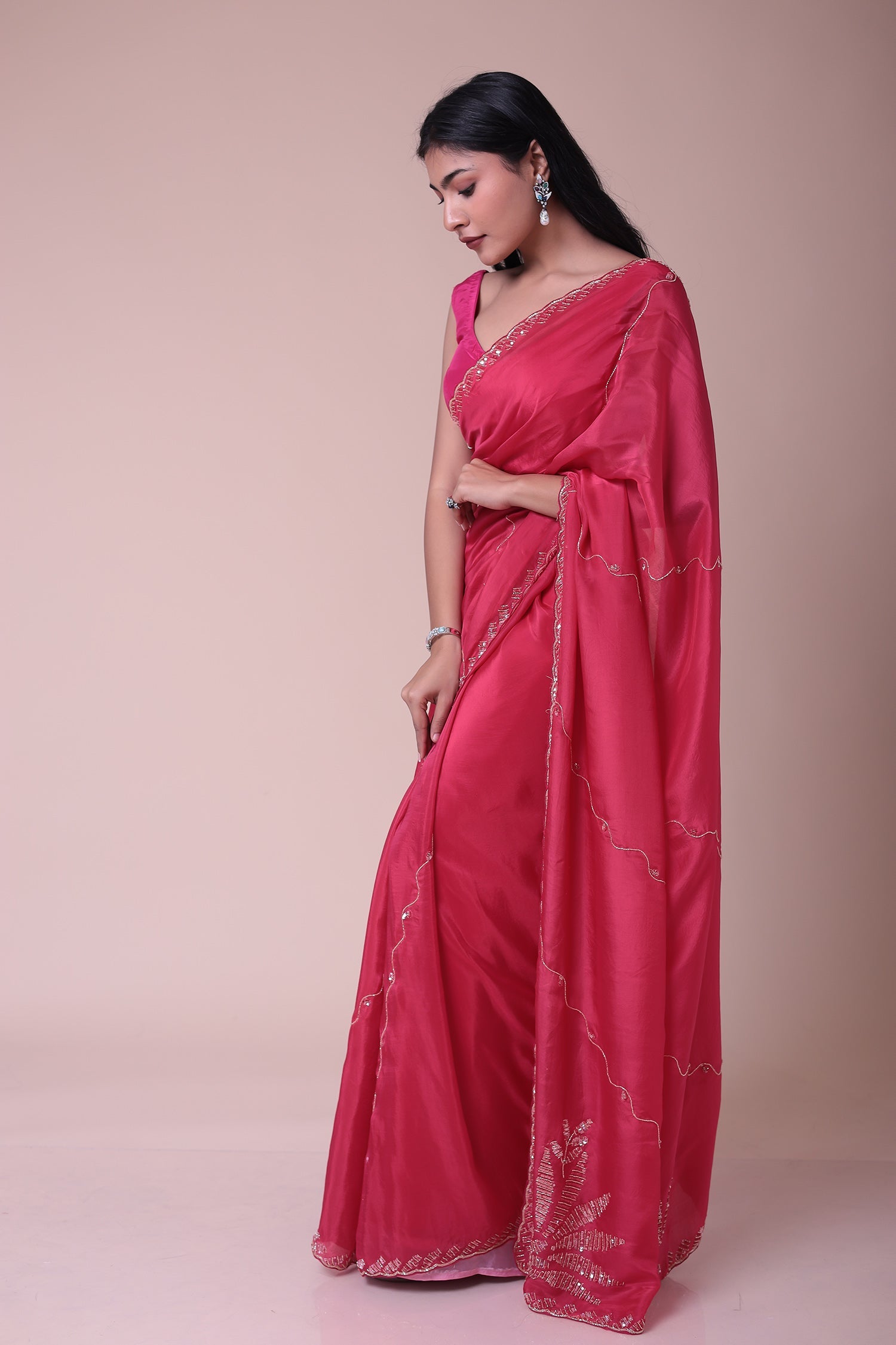 Silk Blend Saree with Cutdana and Sequins work