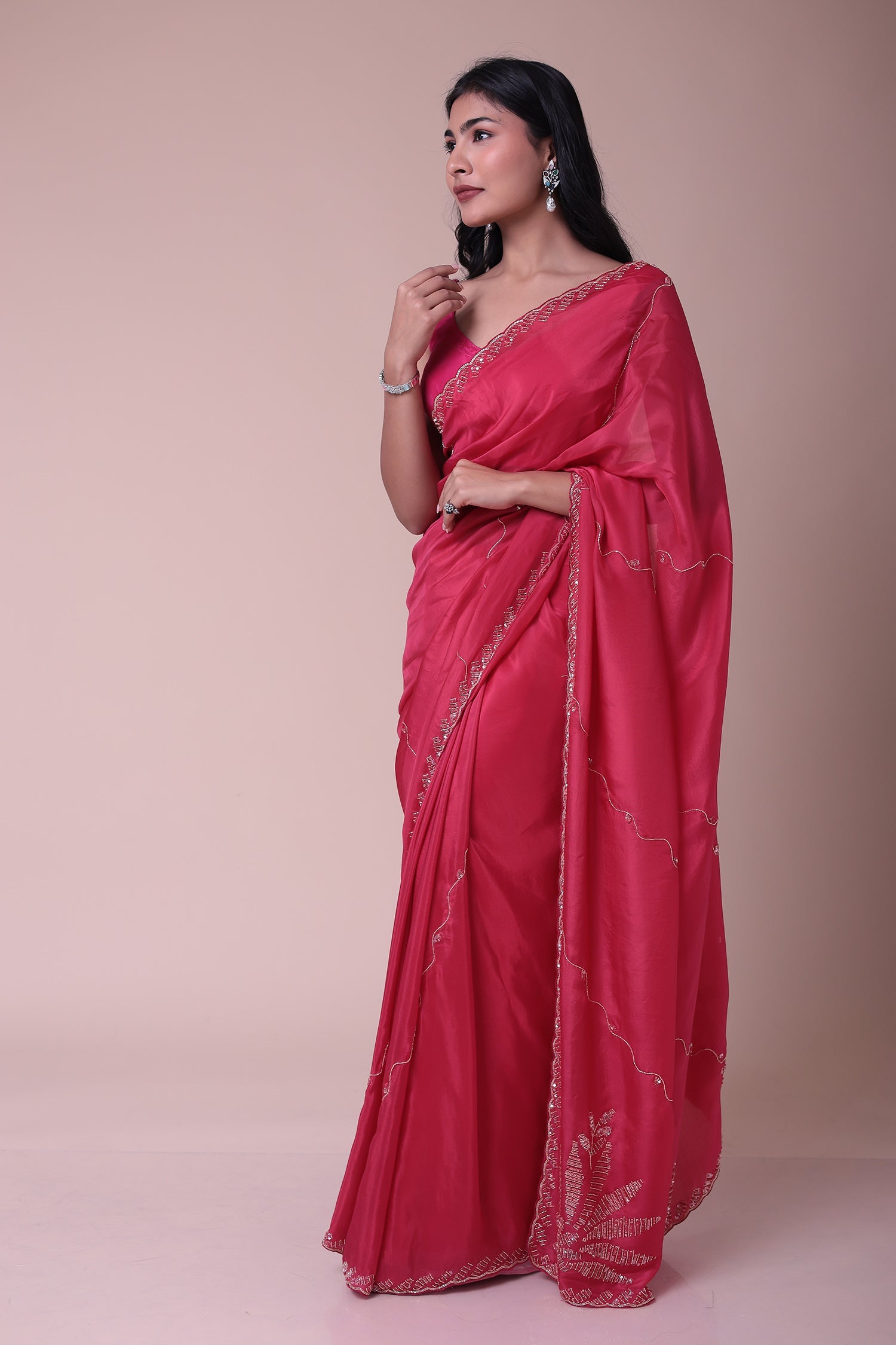 Silk Blend Saree with Cutdana and Sequins work