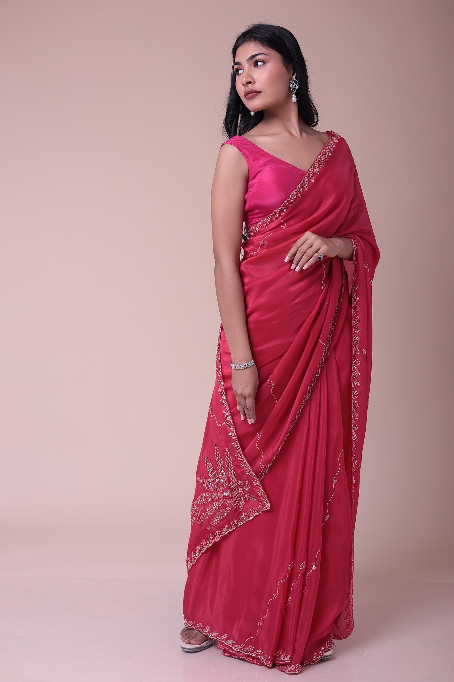 Silk Blend Saree with Cutdana and Sequins work