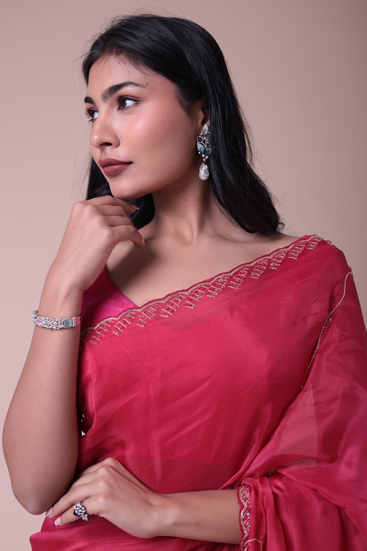 Silk Blend Saree with Cutdana and Sequins work