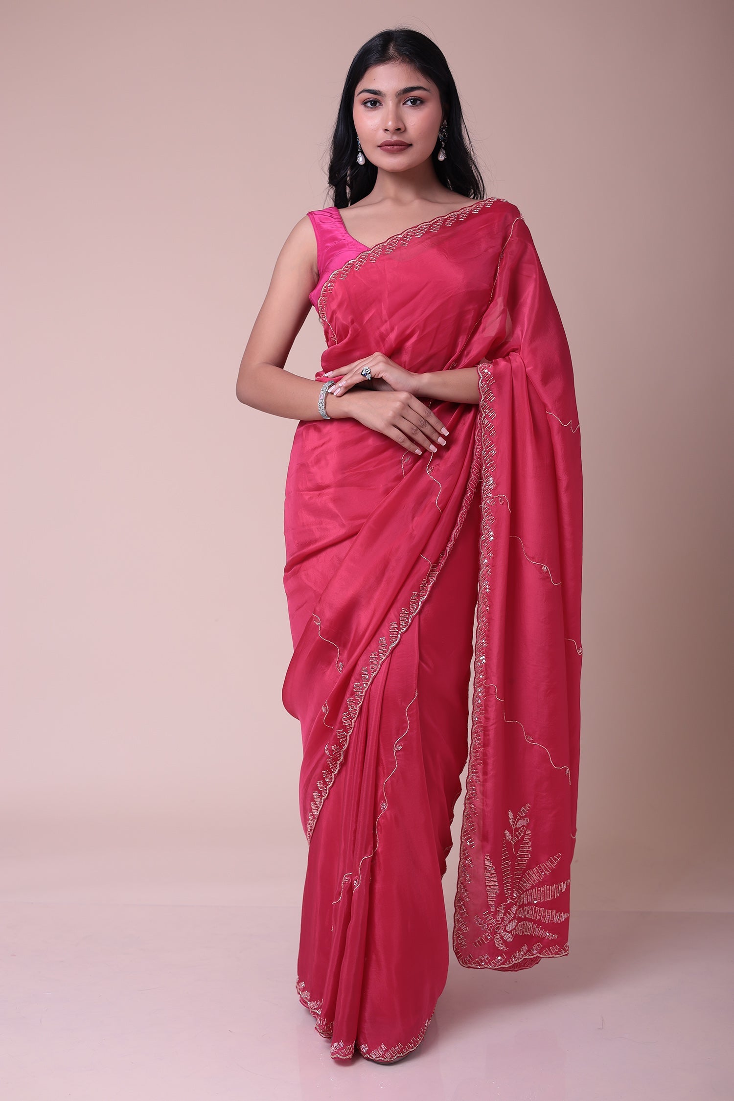 Silk Blend Saree with Cutdana and Sequins work