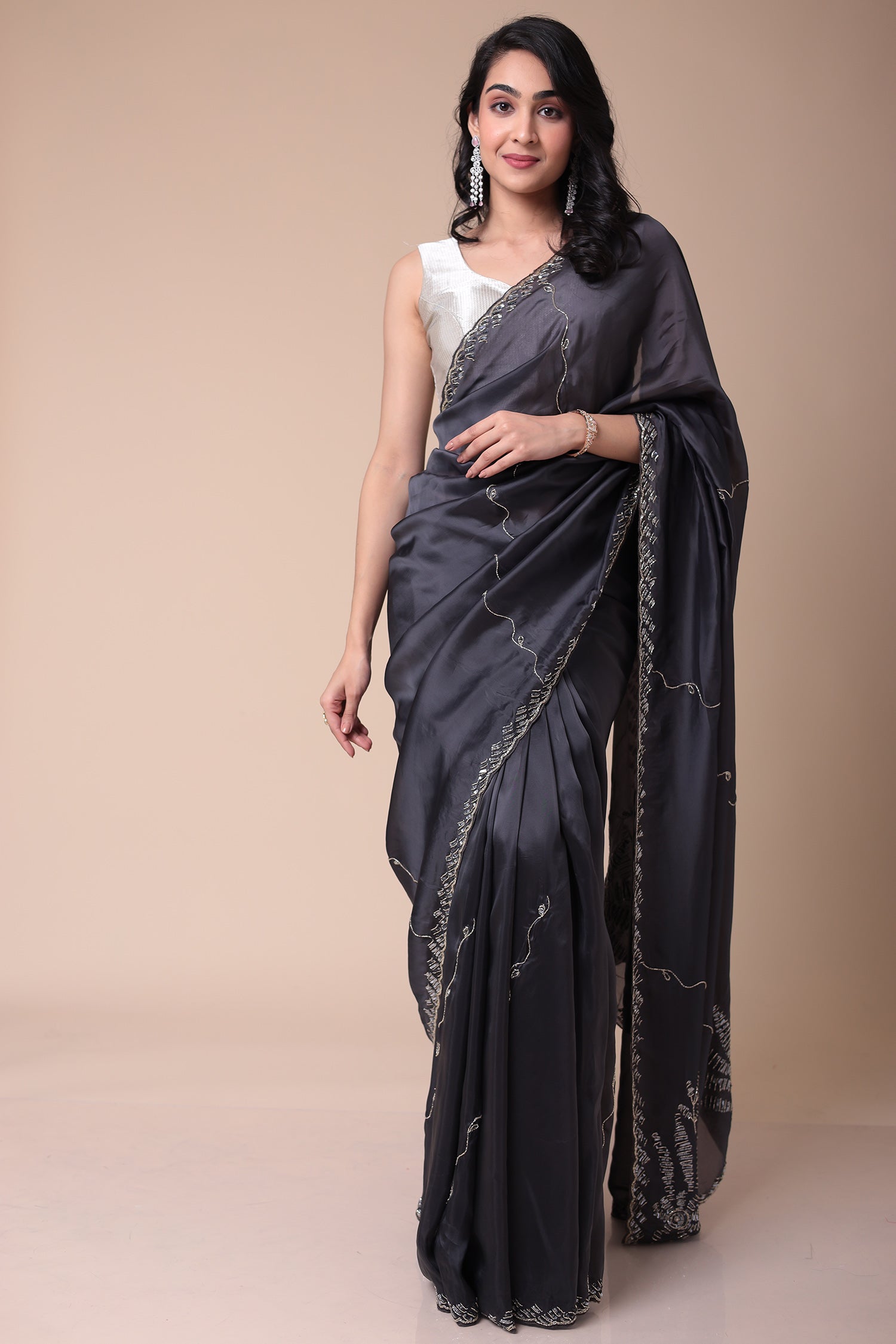 Silk Blend Saree with Cutdana and Sequins work