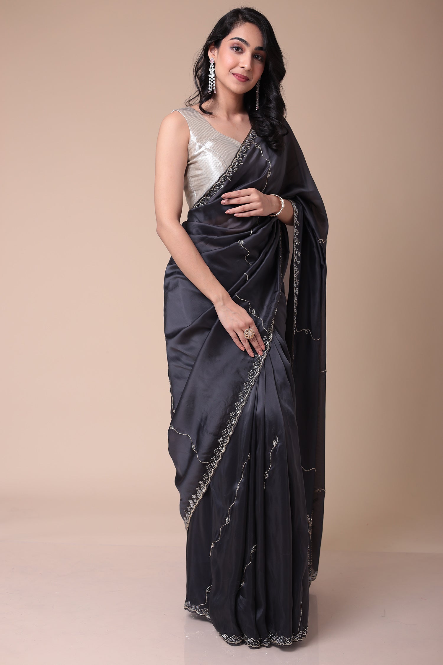Silk Blend Saree with Cutdana and Sequins work