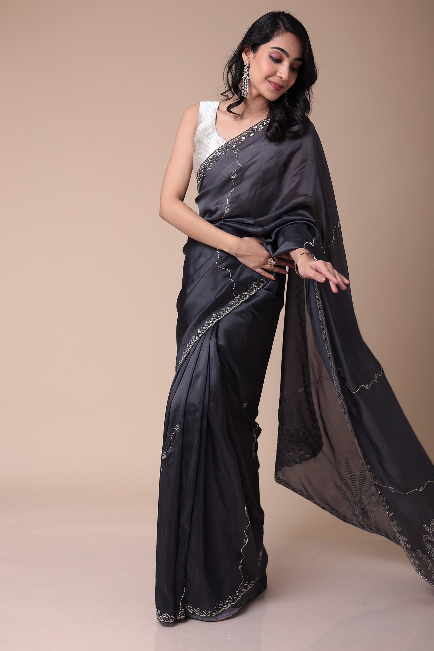 Silk Blend Saree with Cutdana and Sequins work