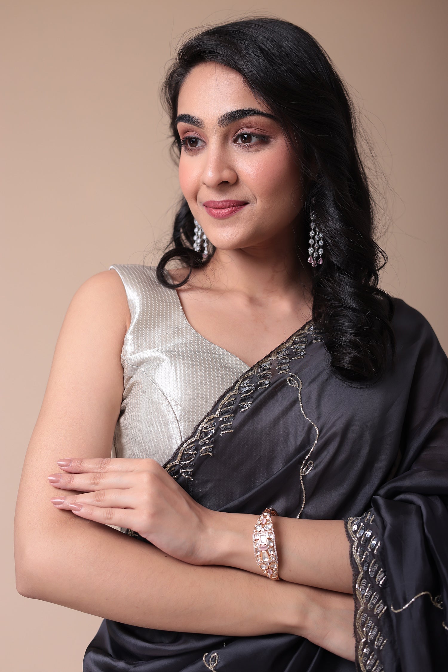 Silk Blend Saree with Cutdana and Sequins work